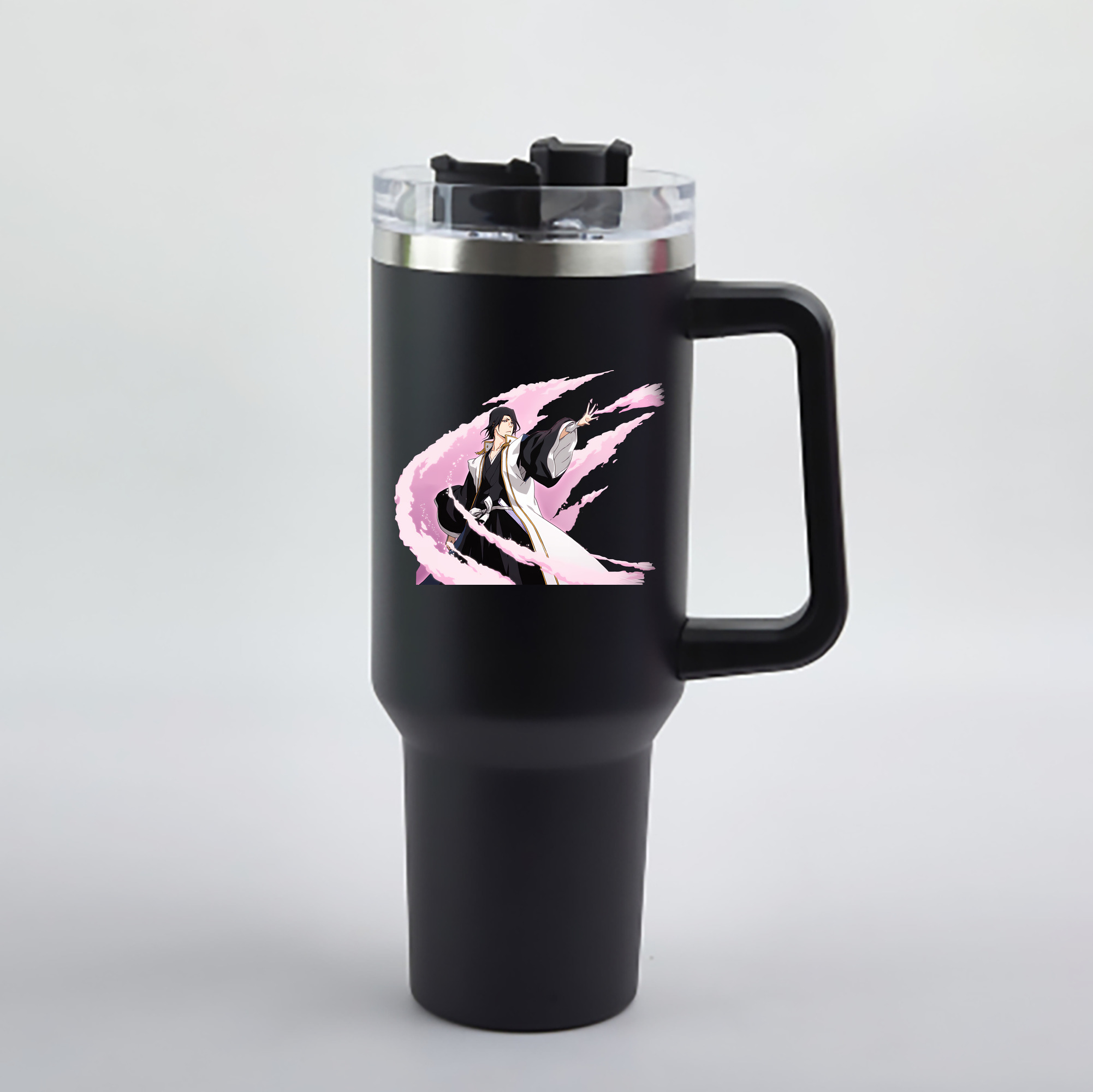 （画像用） ブリーチ くちき びゃくや BLEACH Kuchiki Byakuya 1200mL車用タンブラー - クリスタルステッカー（プラスチックストロー付き）