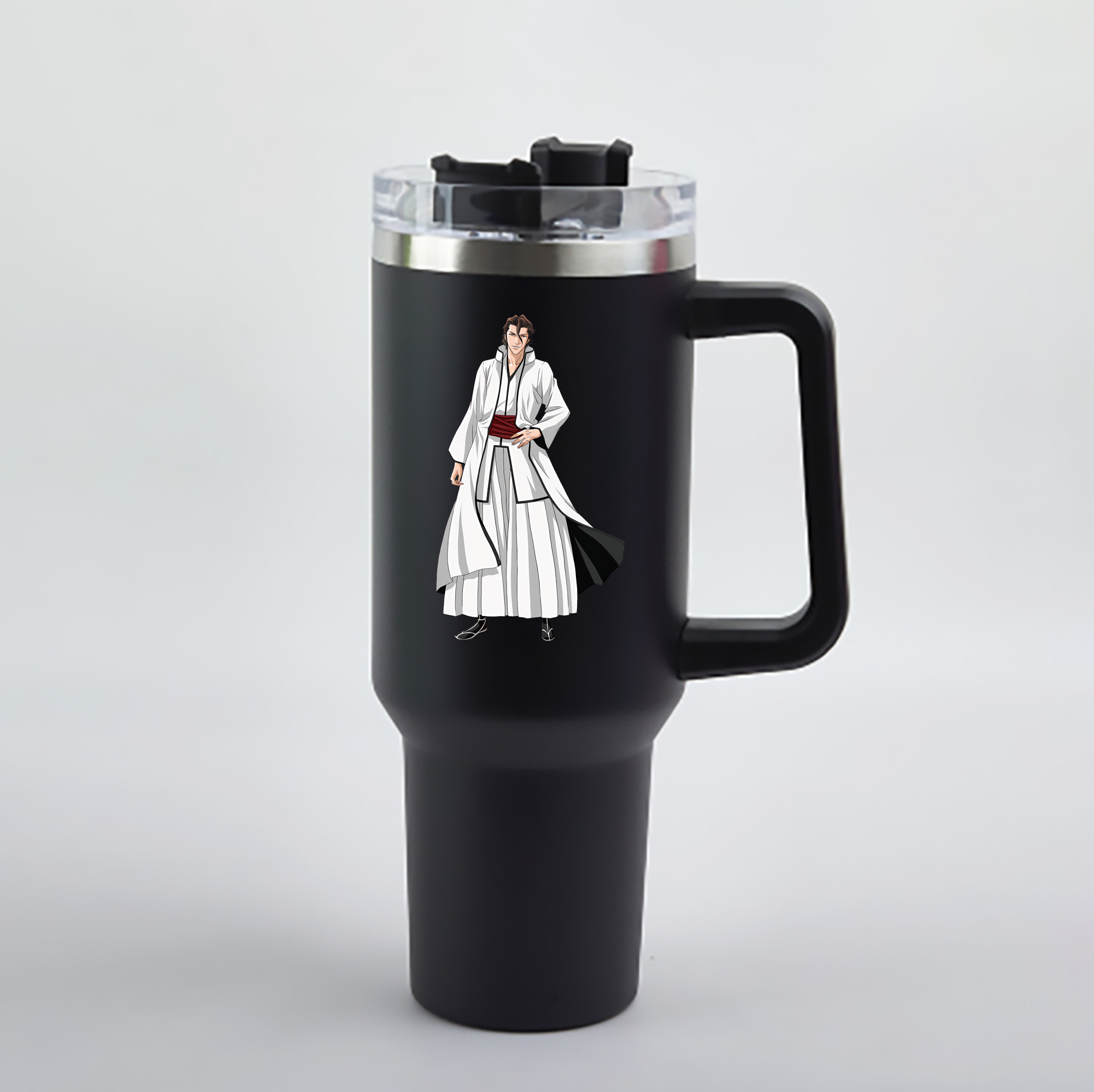 （画像用） ブリーチ 藍染 惣右介（あいぜん そうすけ） BLEACH Aizen Sousuke 1200mL車用タンブラー - クリスタルステッカー（プラスチックストロー付き）