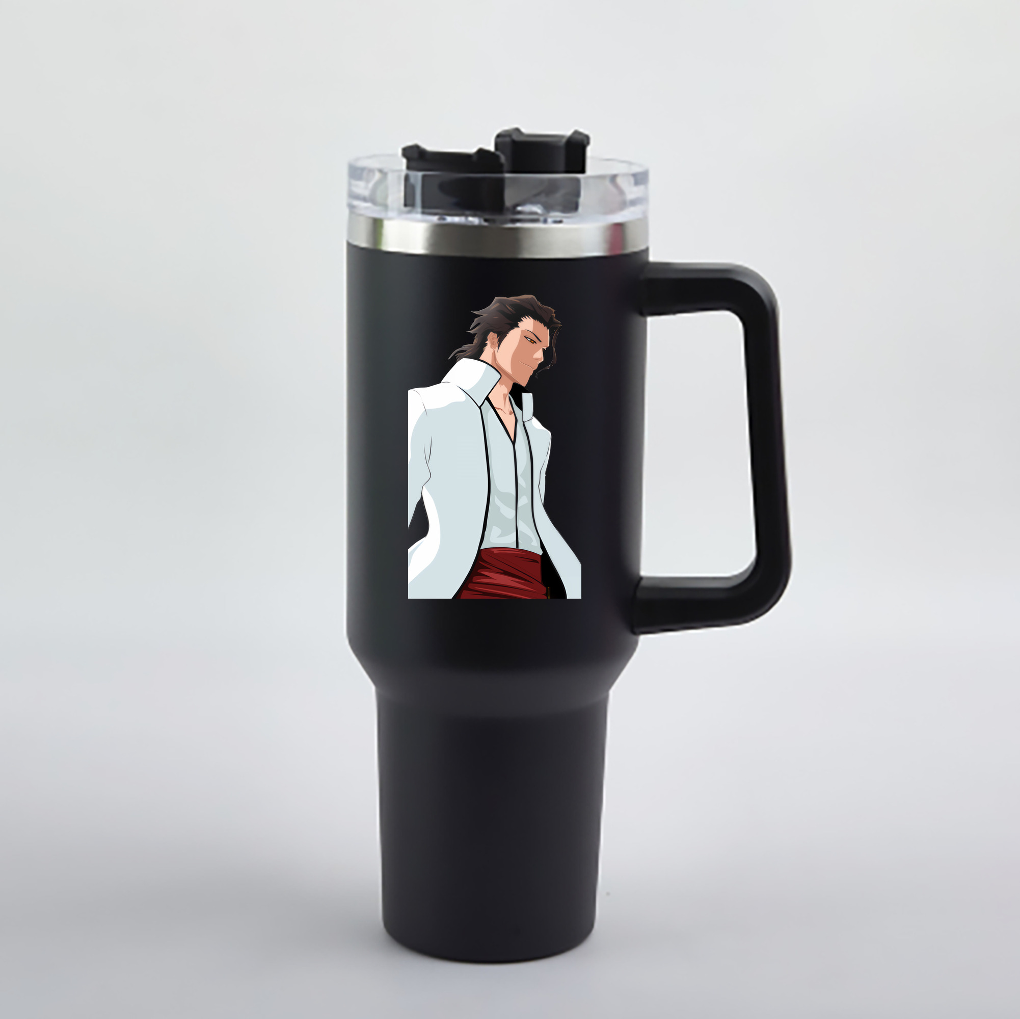 （画像用） ブリーチ 藍染 惣右介（あいぜん そうすけ） BLEACH Aizen Sousuke 1200mL車用タンブラー - クリスタルステッカー（プラスチックストロー付き）