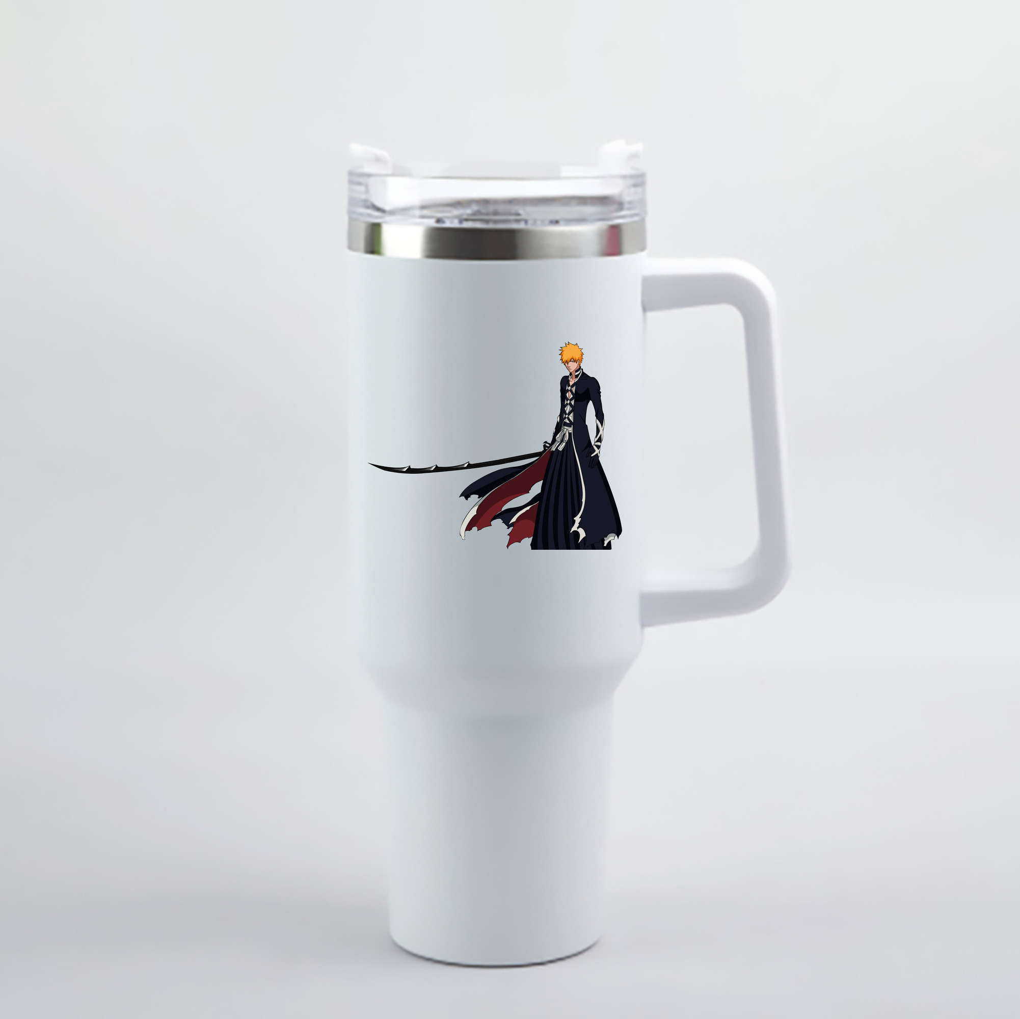（画像用） ブリーチ 黒崎一護（くろさき いちご）BLEACH Kurosaki Ichigo 1200mL車用タンブラー - クリスタルステッカー（プラスチックストロー付き）