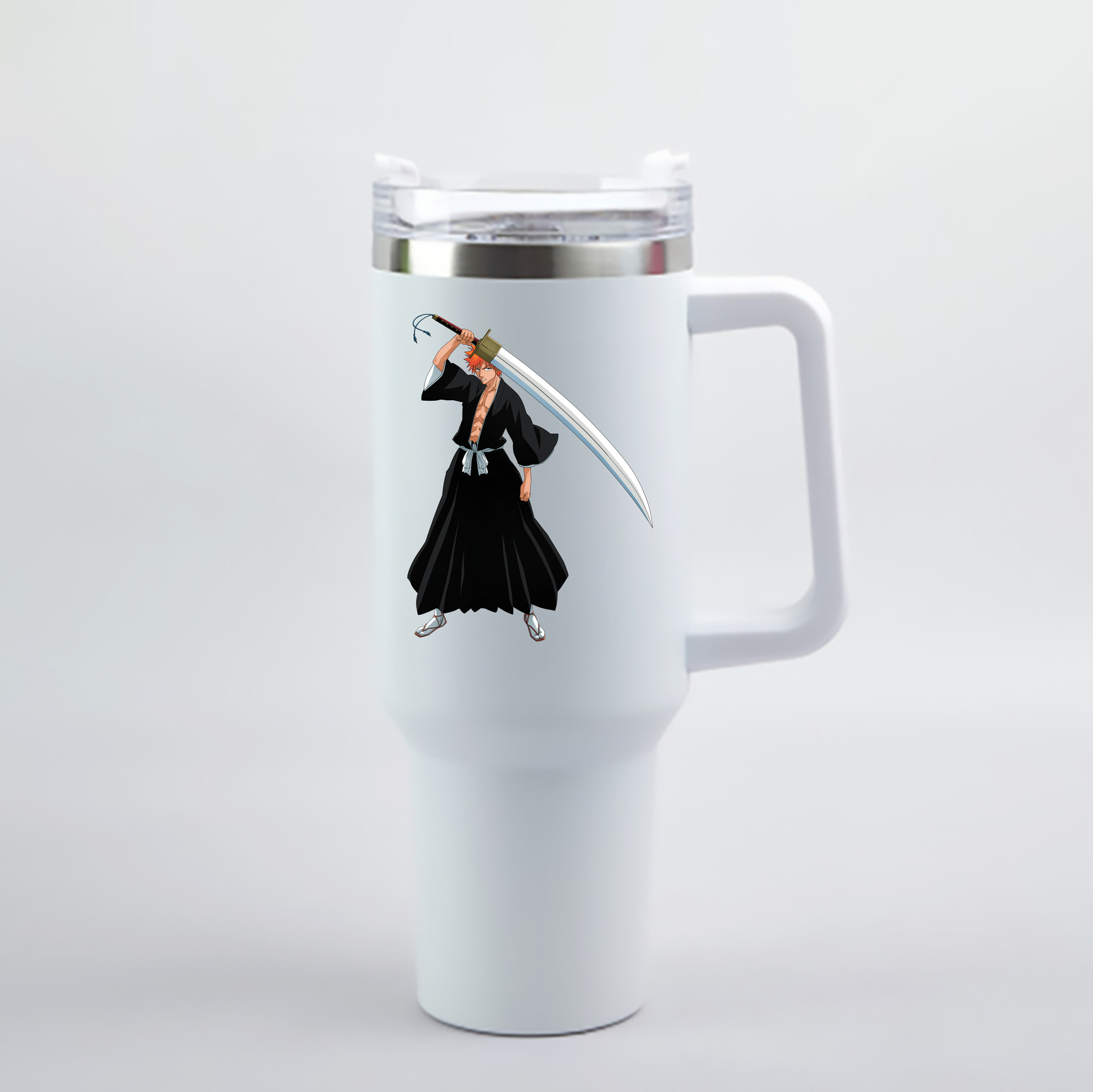 （画像用） ブリーチ 黒崎一護（くろさき いちご）BLEACH Kurosaki Ichigo 1200mL車用タンブラー - クリスタルステッカー（プラスチックストロー付き）