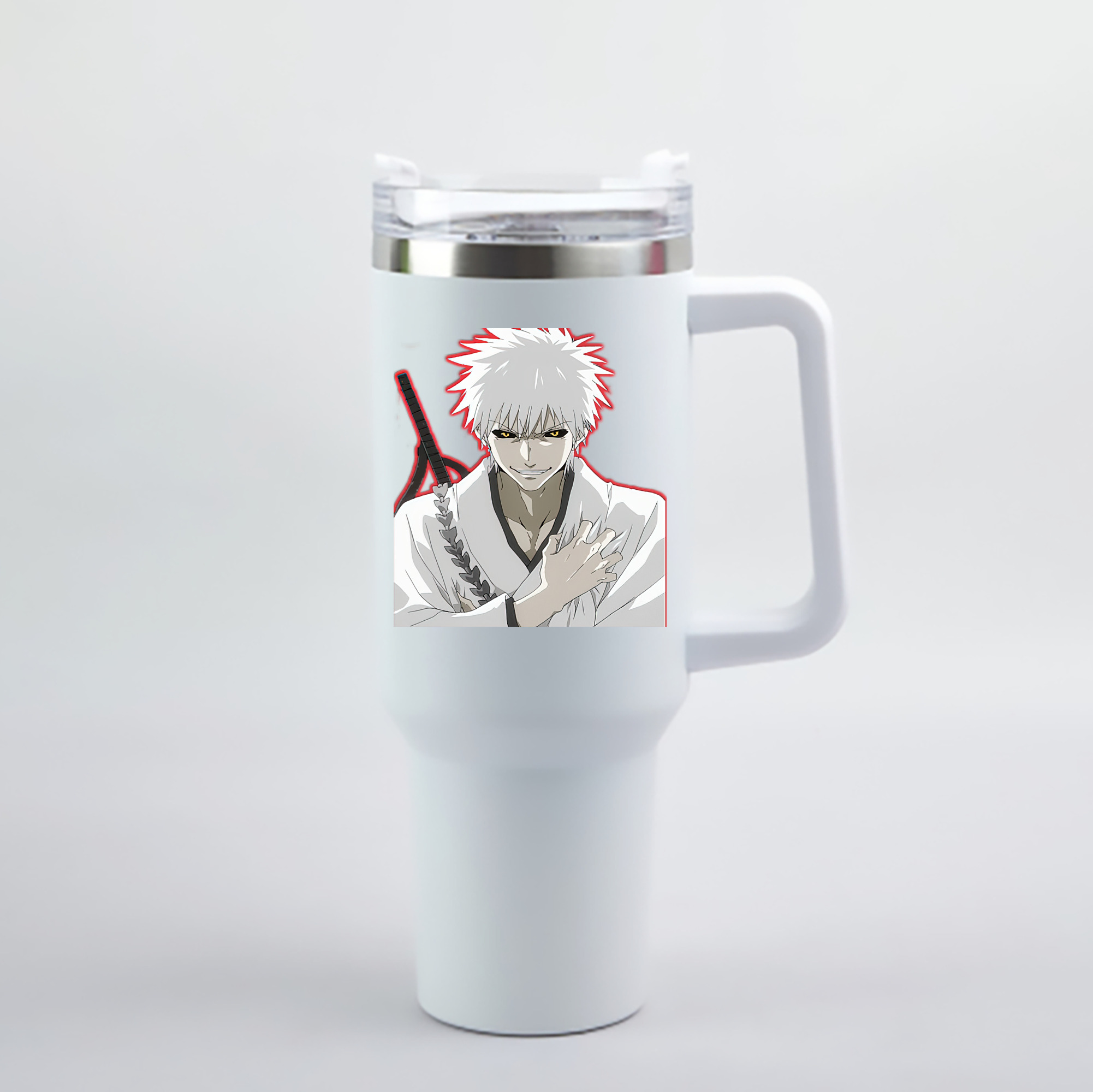 （画像用） ブリーチ 黒崎一護（くろさき いちご）BLEACH Kurosaki Ichigo 1200mL車用タンブラー - クリスタルステッカー（プラスチックストロー付き）