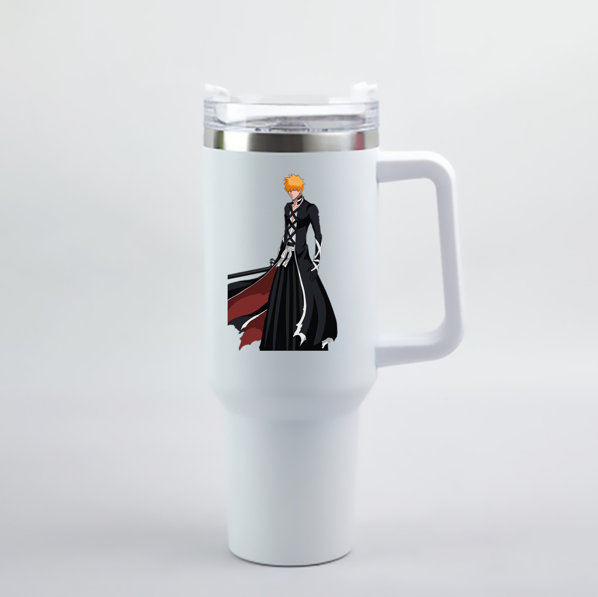 （画像用） ブリーチ 黒崎一護（くろさき いちご）BLEACH Kurosaki Ichigo 1200mL車用タンブラー - クリスタルステッカー（プラスチックストロー付き）