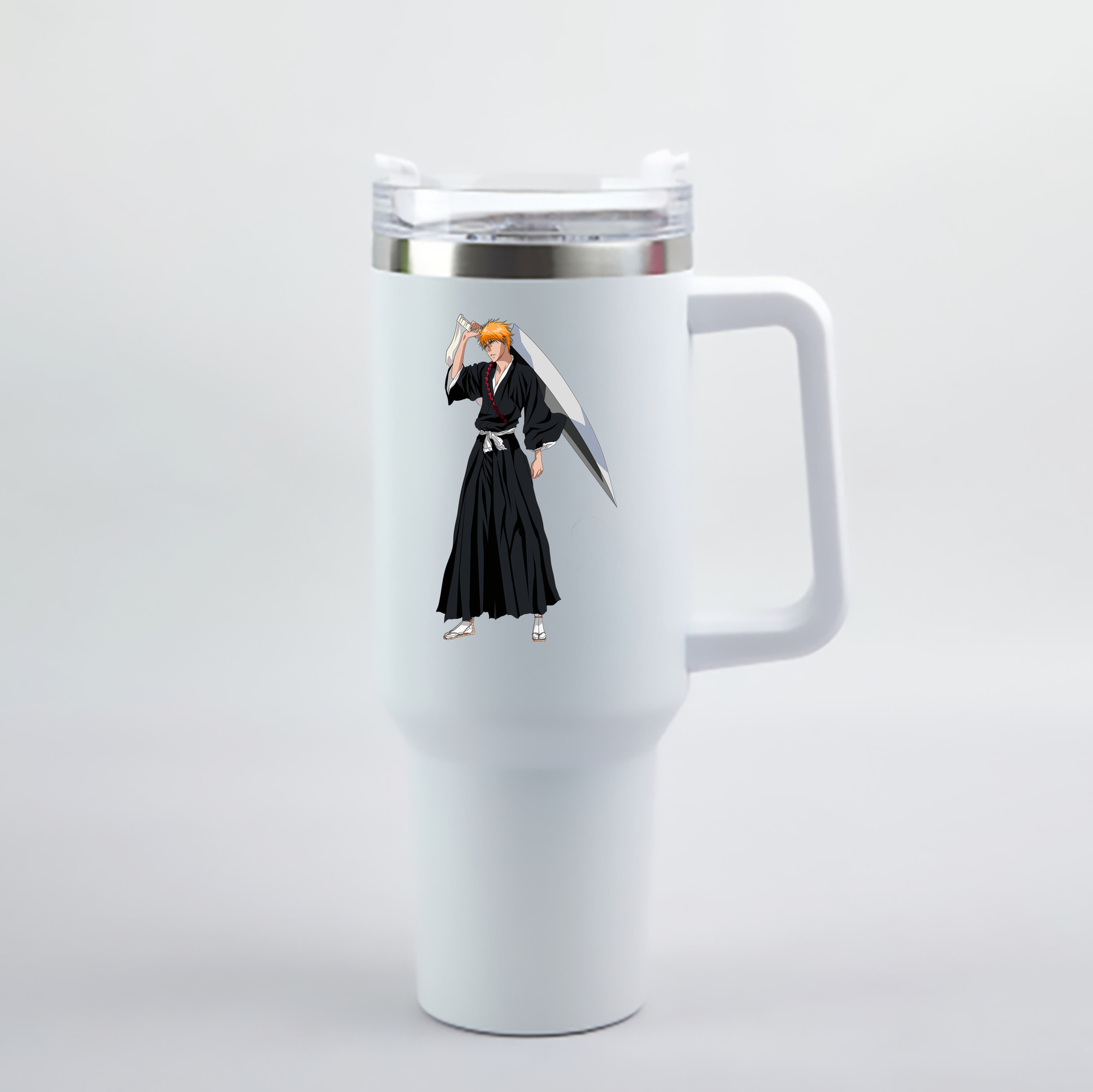 （画像用） ブリーチ 黒崎一護（くろさき いちご）BLEACH Kurosaki Ichigo 1200mL車用タンブラー - クリスタルステッカー（プラスチックストロー付き）