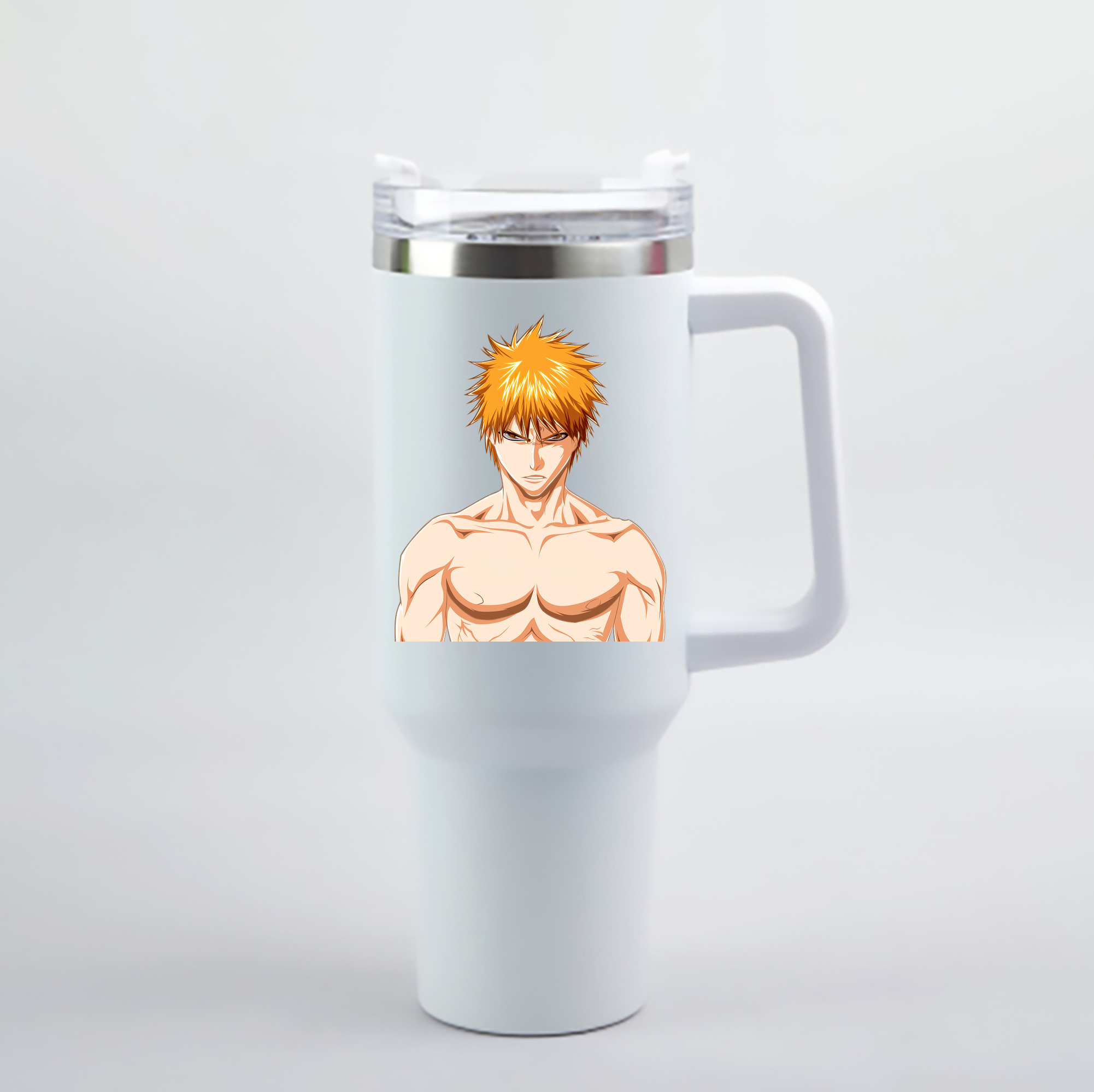 （画像用） ブリーチ 黒崎一護（くろさき いちご）BLEACH Kurosaki Ichigo 1200mL車用タンブラー - クリスタルステッカー（プラスチックストロー付き）