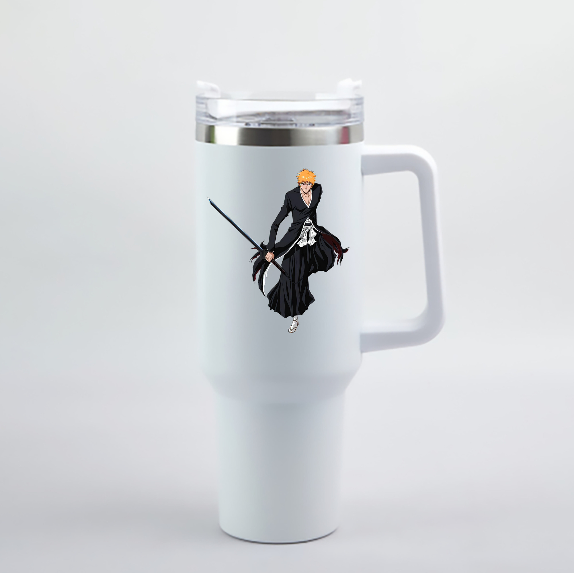 （画像用） ブリーチ 黒崎一護（くろさき いちご）BLEACH Kurosaki Ichigo 1200mL車用タンブラー - クリスタルステッカー（プラスチックストロー付き）