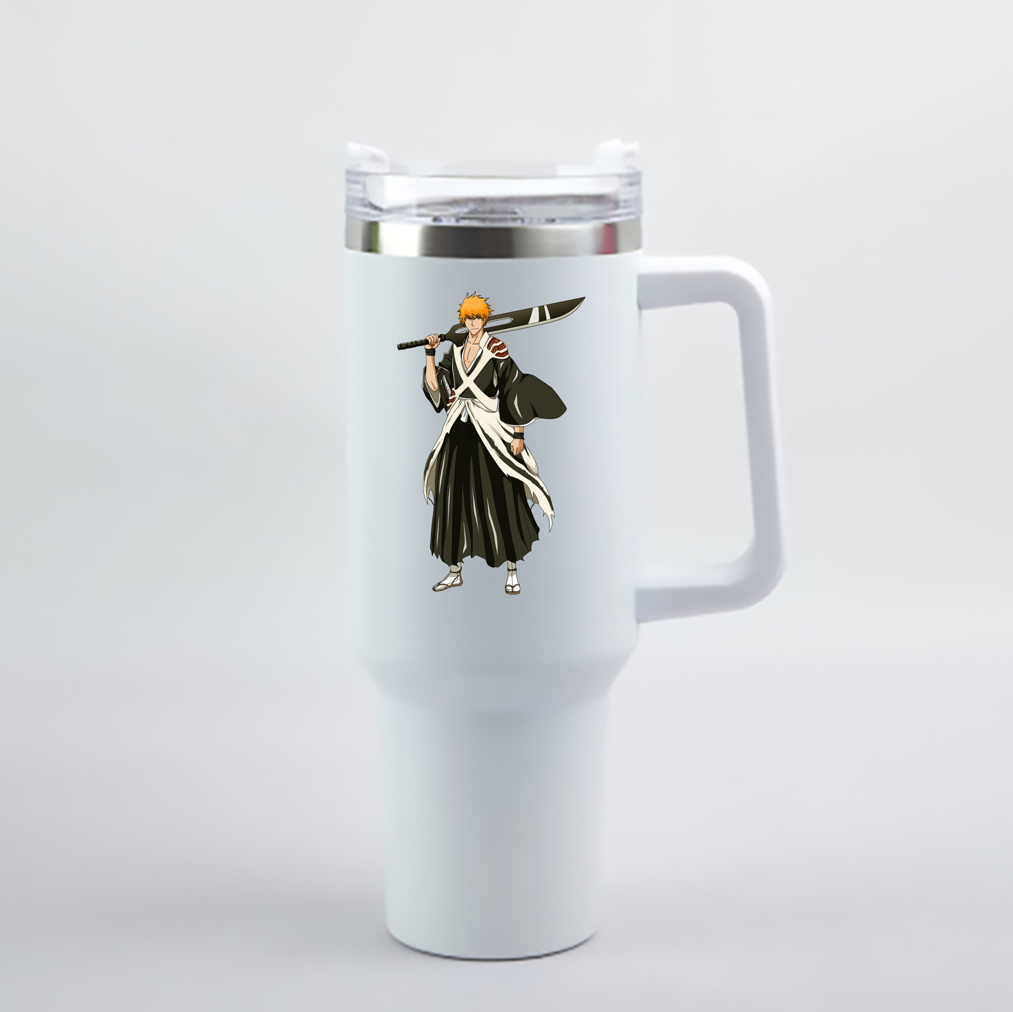 （画像用） ブリーチ 黒崎一護（くろさき いちご）BLEACH Kurosaki Ichigo 1200mL車用タンブラー - クリスタルステッカー（プラスチックストロー付き）