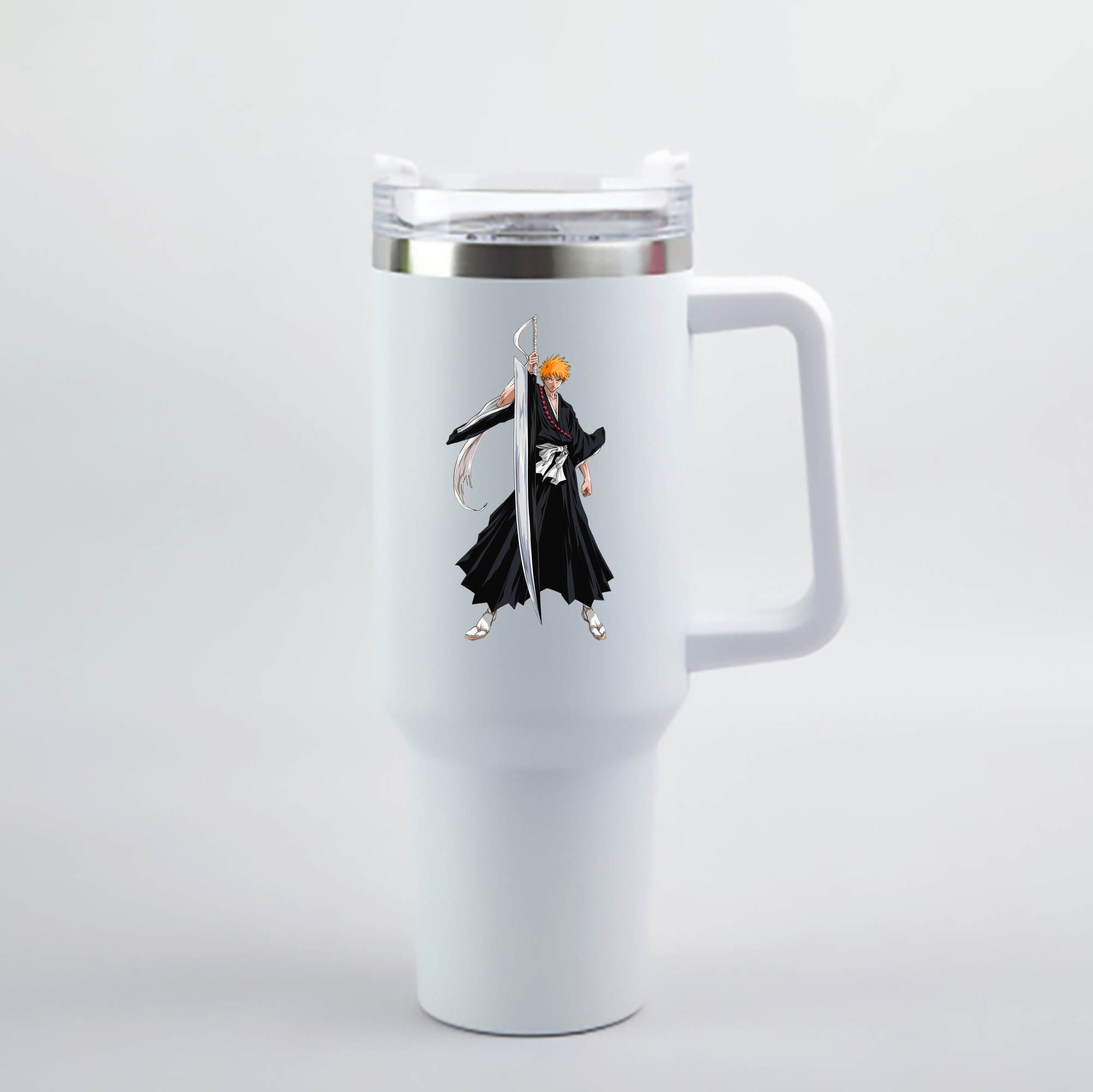 （画像用） ブリーチ 黒崎一護（くろさき いちご）BLEACH Kurosaki Ichigo 1200mL車用タンブラー - クリスタルステッカー（プラスチックストロー付き）
