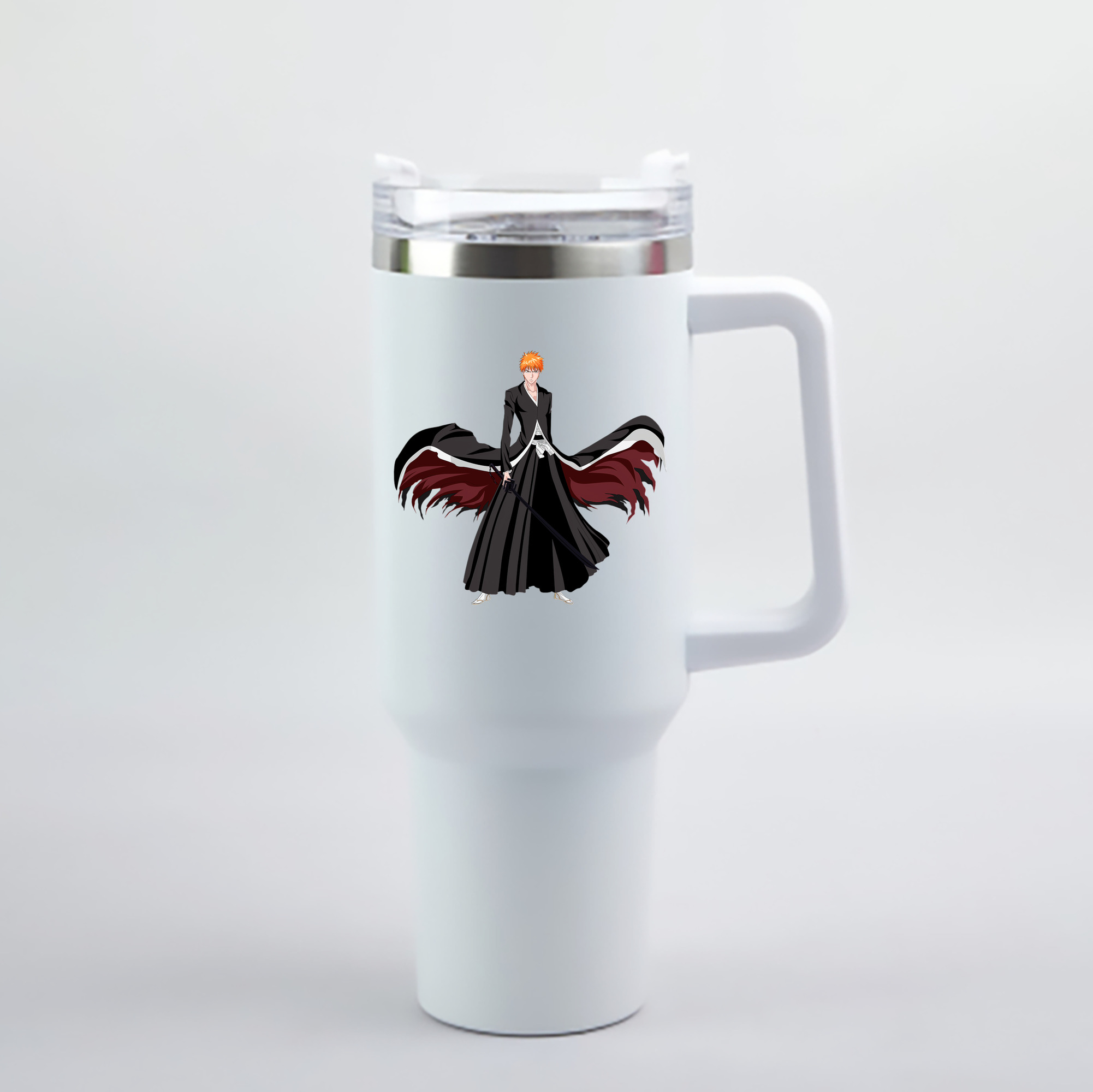 （画像用） ブリーチ 黒崎一護（くろさき いちご）BLEACH Kurosaki Ichigo 1200mL車用タンブラー - クリスタルステッカー（プラスチックストロー付き）
