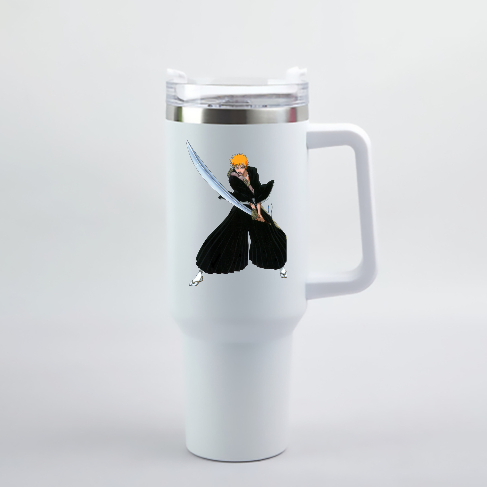 （画像用） ブリーチ 黒崎一護（くろさき いちご）BLEACH Kurosaki Ichigo 1200mL車用タンブラー - クリスタルステッカー（プラスチックストロー付き）