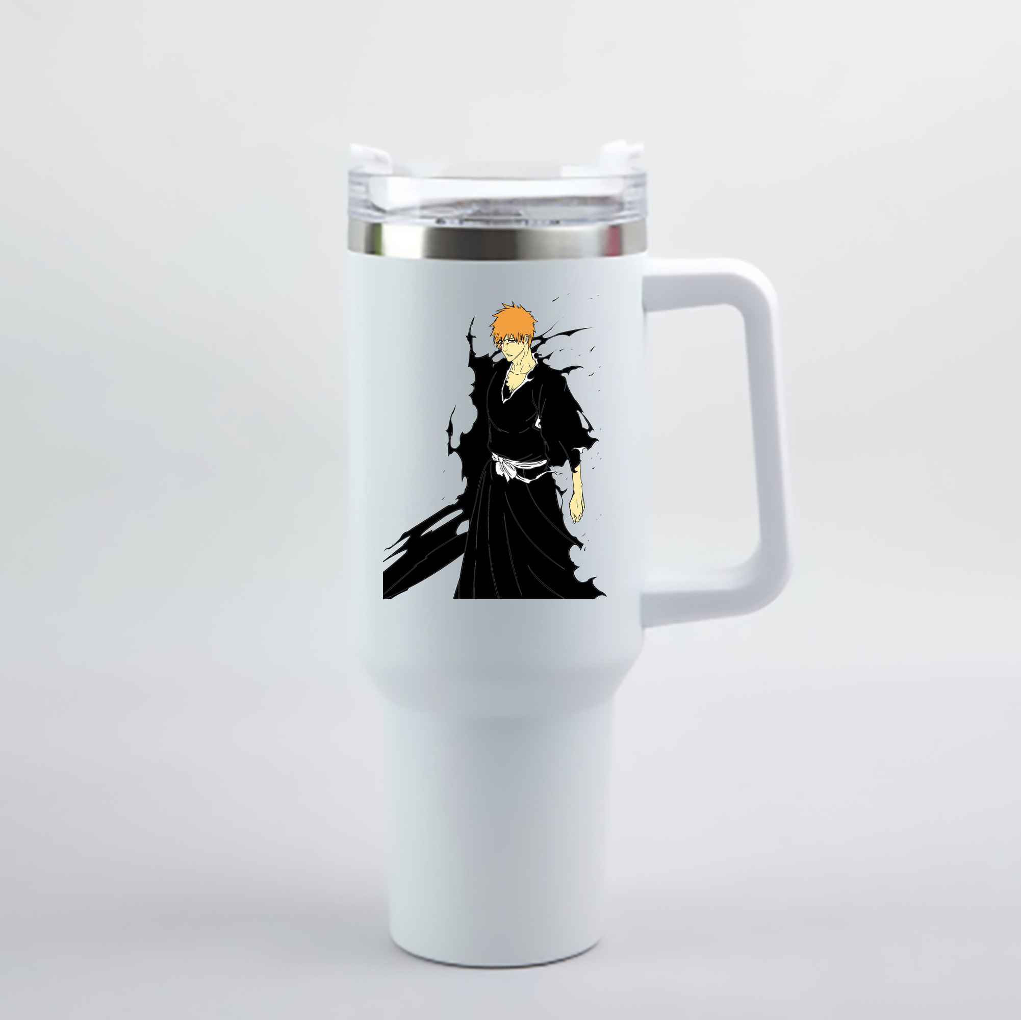 （画像用） ブリーチ 黒崎一護（くろさき いちご）BLEACH Kurosaki Ichigo 1200mL車用タンブラー - クリスタルステッカー（プラスチックストロー付き）