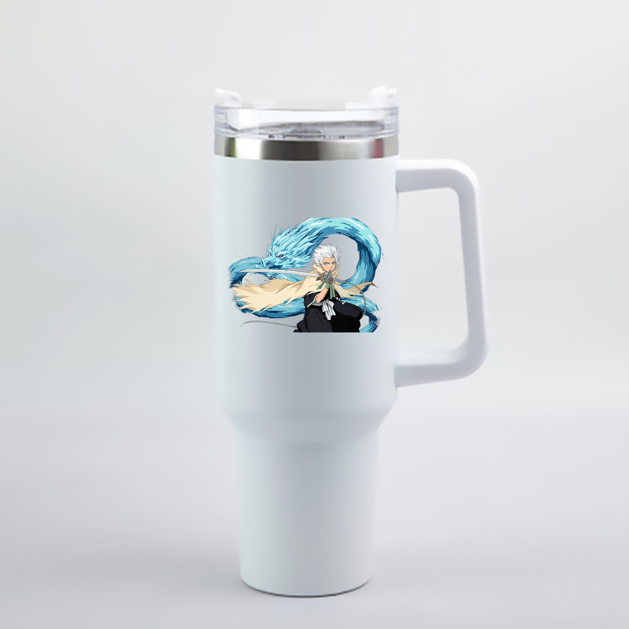 （画像用） ブリーチ 日番谷冬獅郎（ひつがや とうしろう） BLEACH Hitsugaya Toushirou 1200mL車用タンブラー - クリスタルステッカー（プラスチックストロー付き）