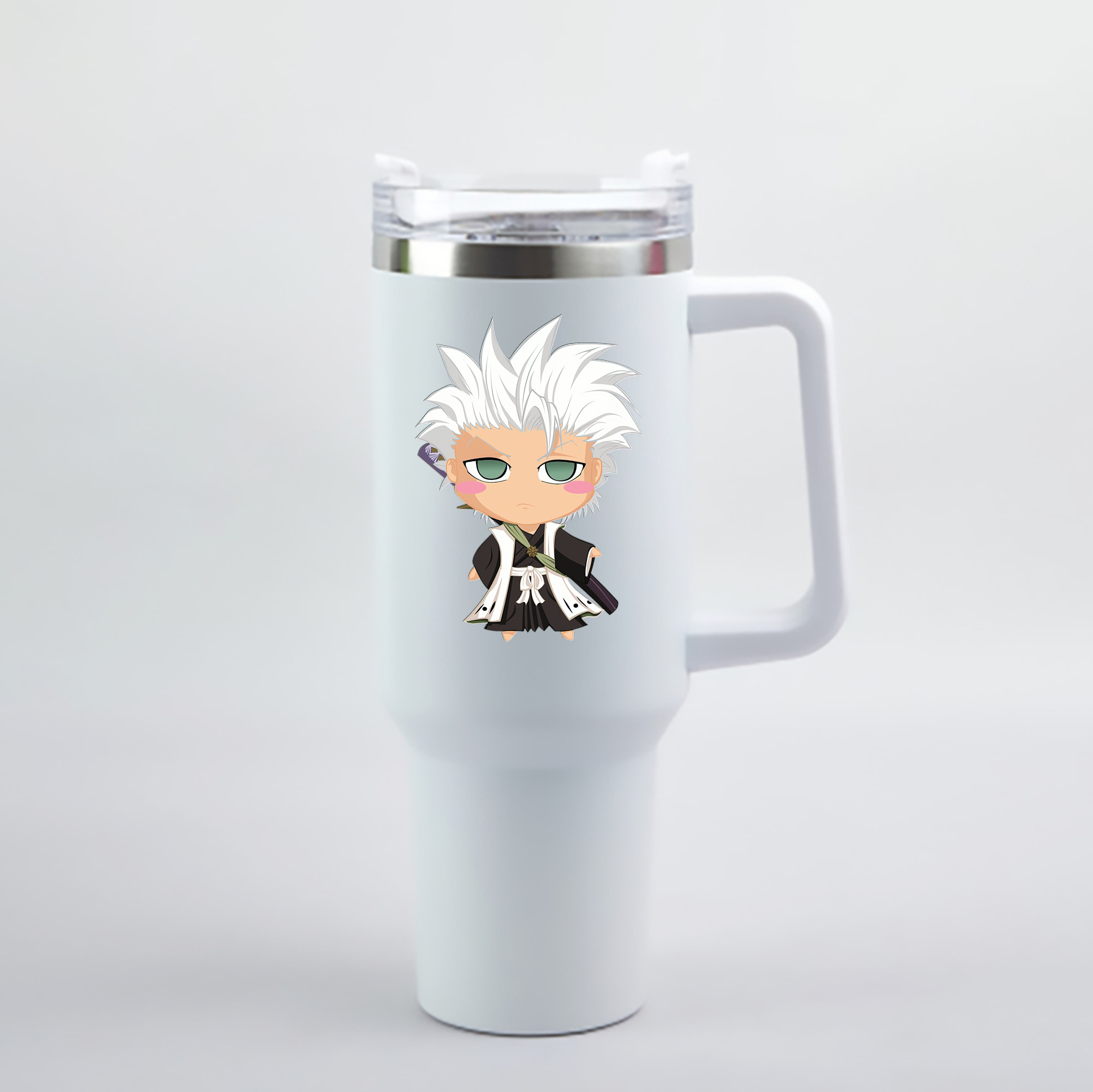 （画像用） ブリーチ 日番谷冬獅郎（ひつがや とうしろう） BLEACH Hitsugaya Toushirou 1200mL車用タンブラー - クリスタルステッカー（プラスチックストロー付き）