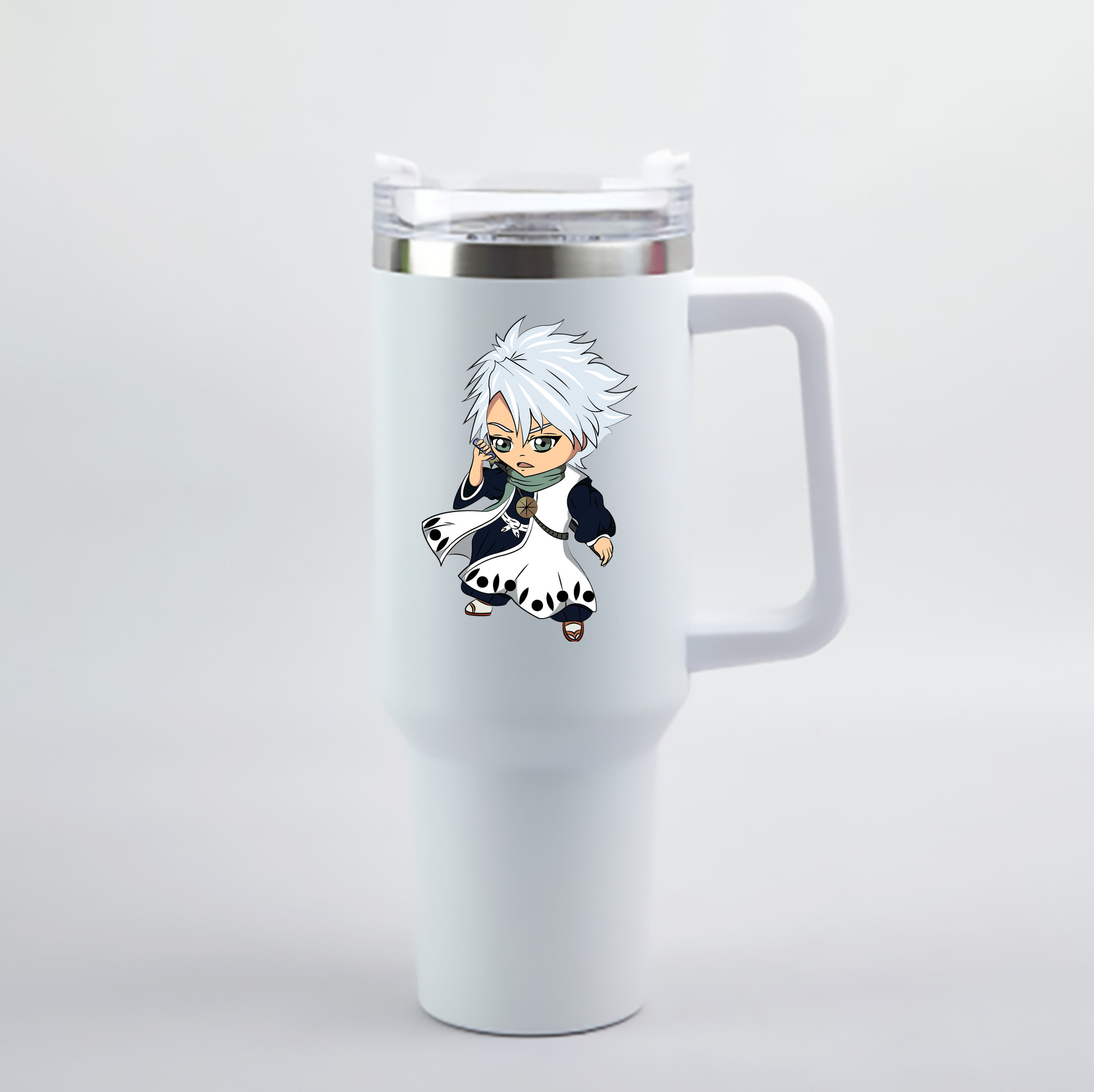（画像用） ブリーチ 日番谷冬獅郎（ひつがや とうしろう） BLEACH Hitsugaya Toushirou 1200mL車用タンブラー - クリスタルステッカー（プラスチックストロー付き）