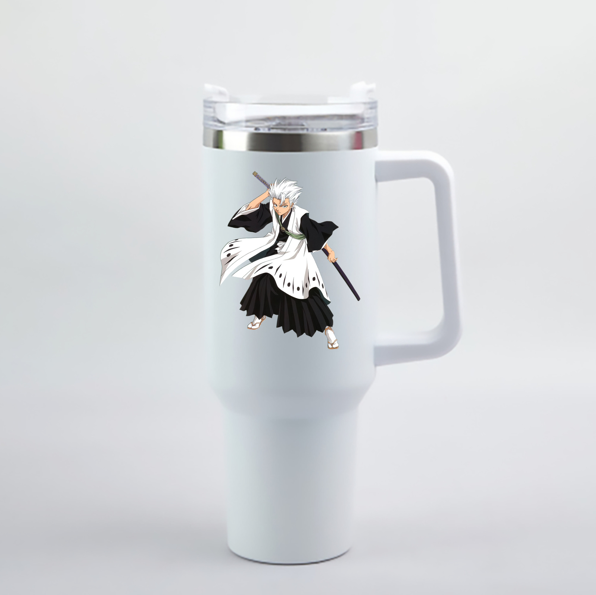 （画像用） ブリーチ 日番谷冬獅郎（ひつがや とうしろう） BLEACH Hitsugaya Toushirou 1200mL車用タンブラー - クリスタルステッカー（プラスチックストロー付き）