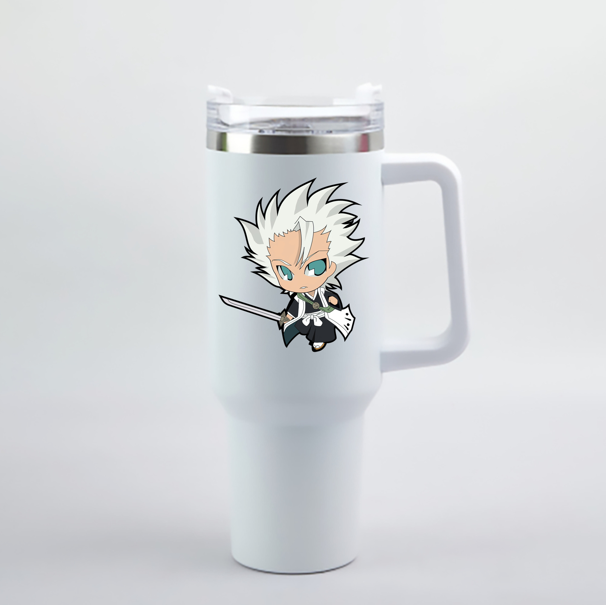 （画像用） ブリーチ 日番谷冬獅郎（ひつがや とうしろう） BLEACH Hitsugaya Toushirou 1200mL車用タンブラー - クリスタルステッカー（プラスチックストロー付き）