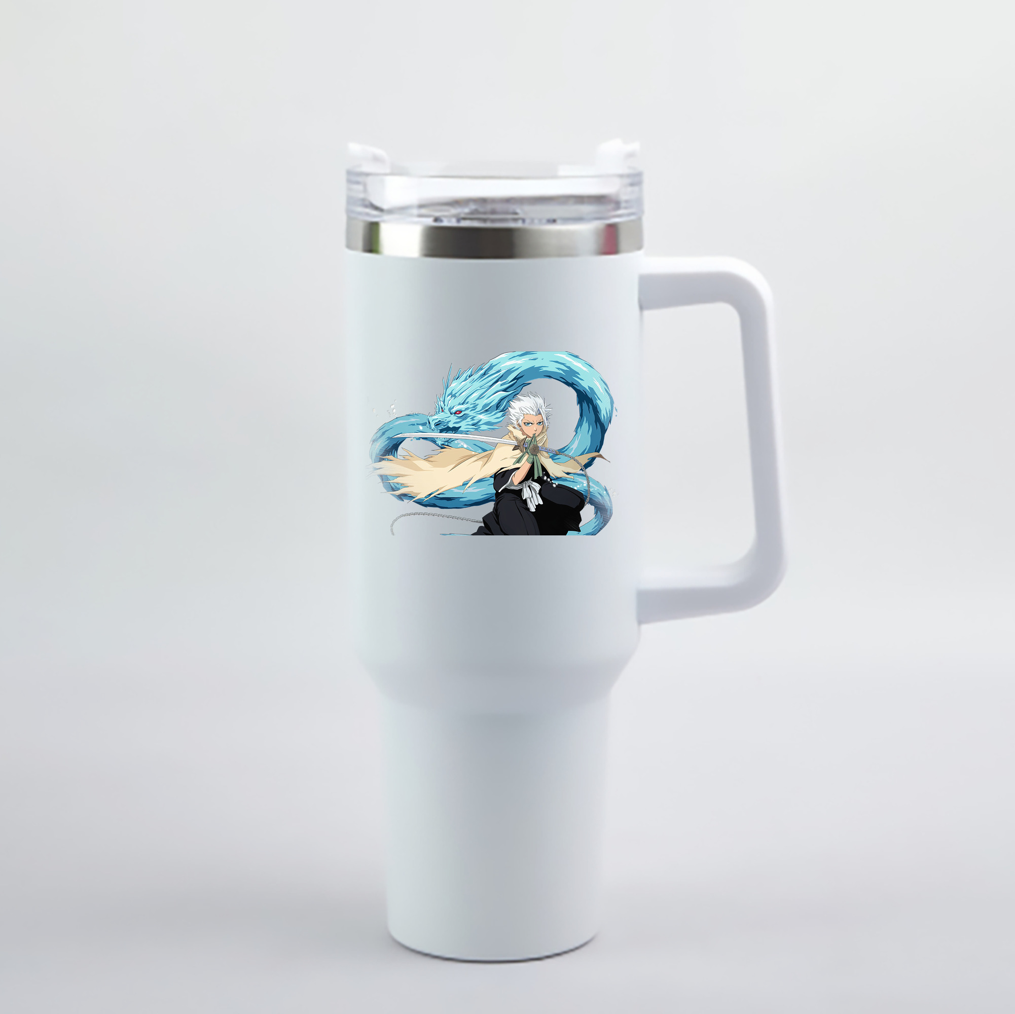 （画像用） ブリーチ 日番谷冬獅郎（ひつがや とうしろう） BLEACH Hitsugaya Toushirou 1200mL車用タンブラー - クリスタルステッカー（プラスチックストロー付き）