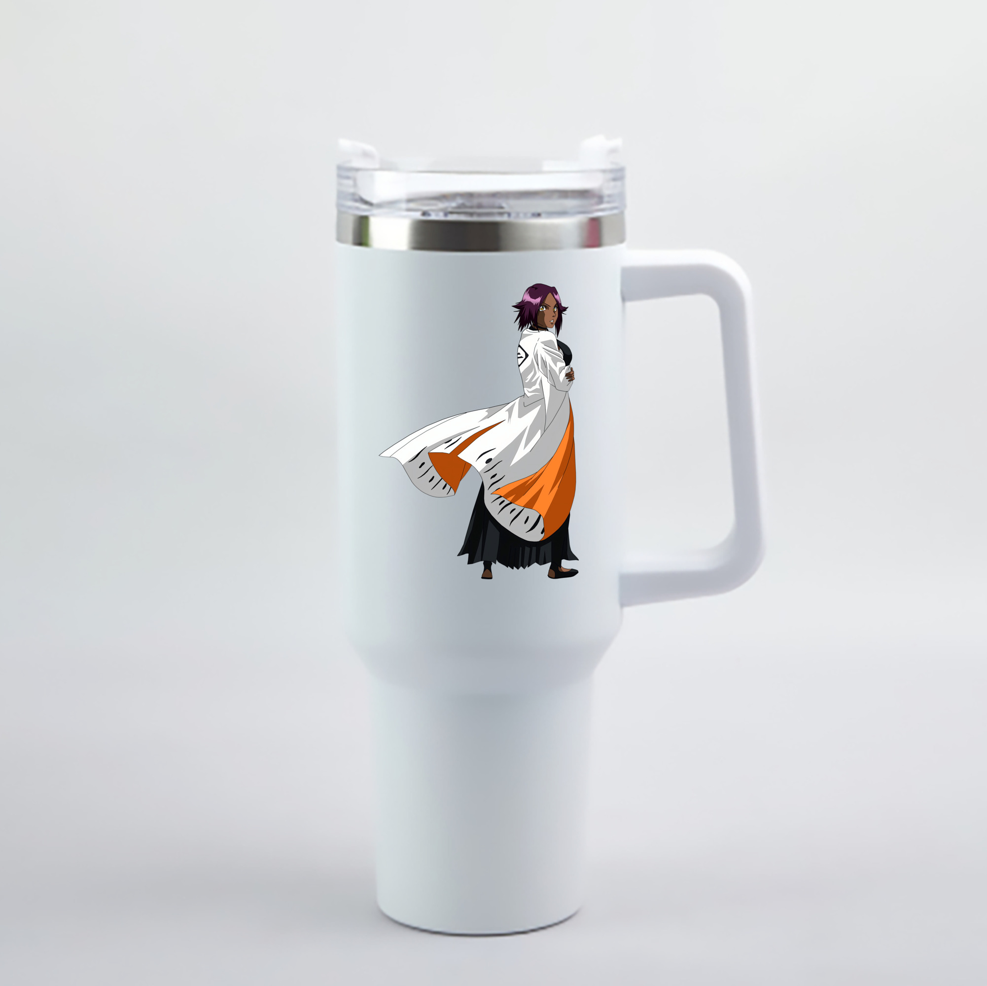 （画像用） ブリーチ 四楓院 夜一（しほういん よるいち） BLEACH Shihouin Yoruichi 1200mL車用タンブラー - クリスタルステッカー（プラスチックストロー付き）