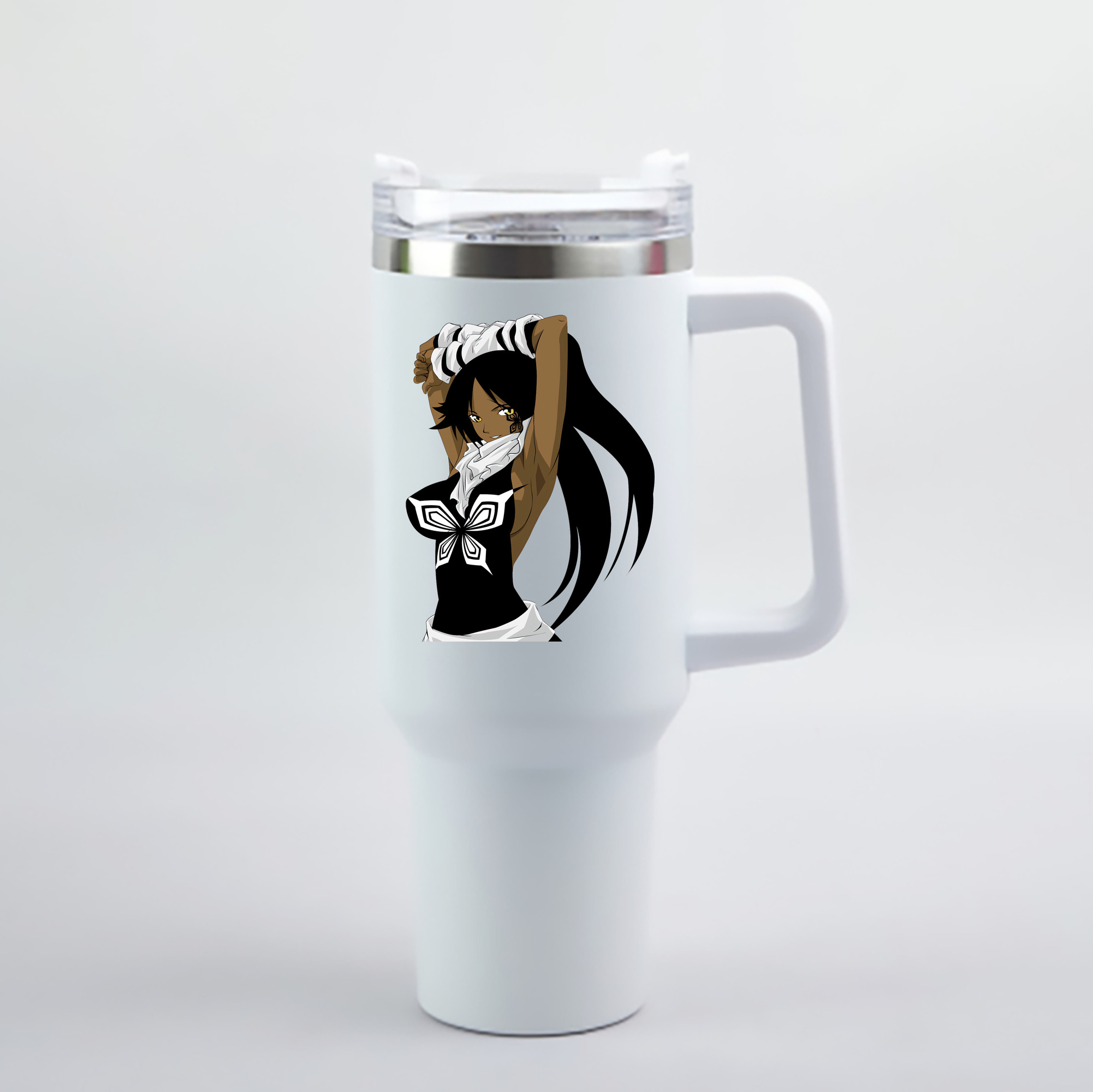 （画像用） ブリーチ 四楓院 夜一（しほういん よるいち） BLEACH Shihouin Yoruichi 1200mL車用タンブラー - クリスタルステッカー（プラスチックストロー付き）