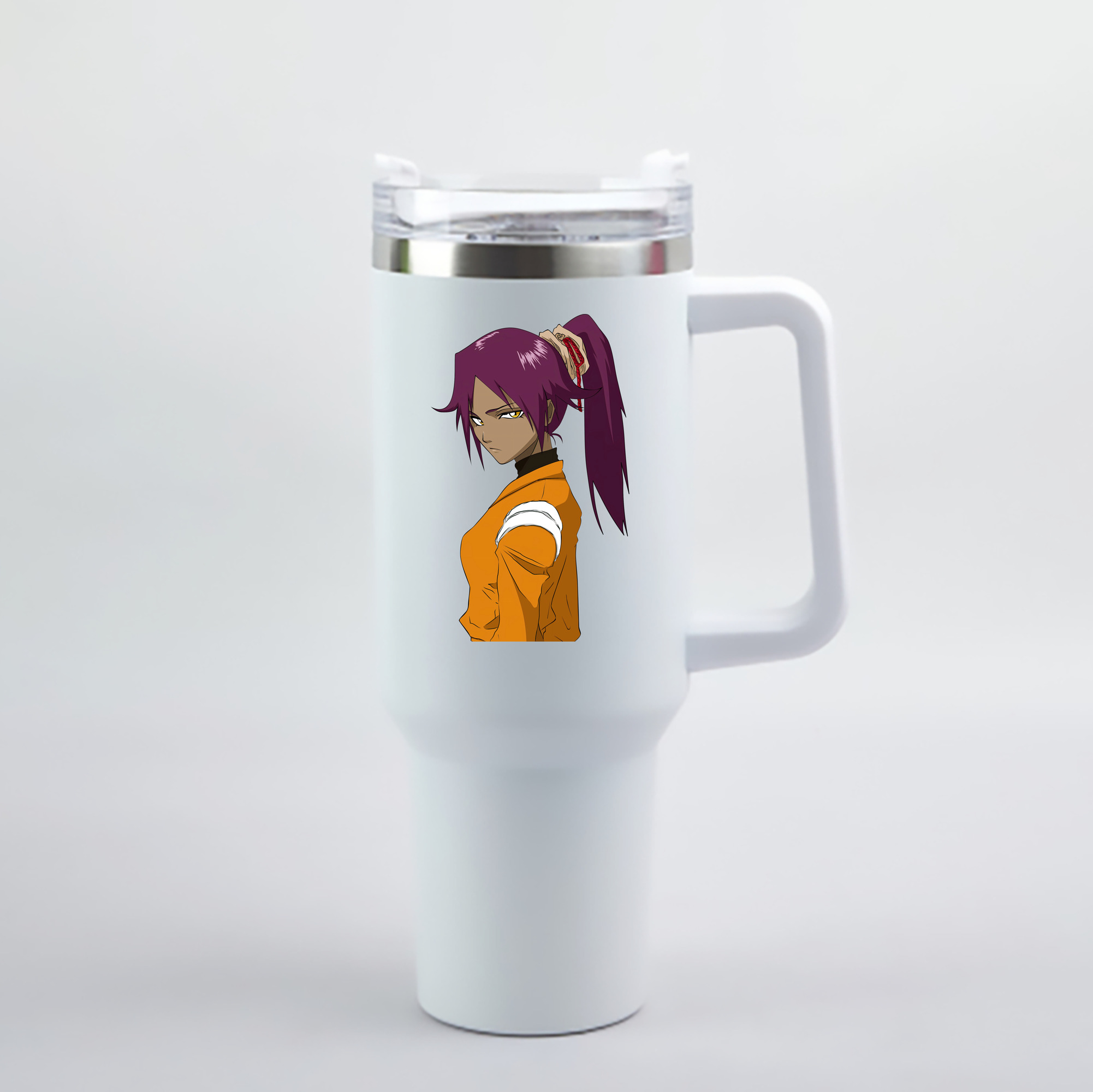 （画像用） ブリーチ 四楓院 夜一（しほういん よるいち） BLEACH Shihouin Yoruichi 1200mL車用タンブラー - クリスタルステッカー（プラスチックストロー付き）