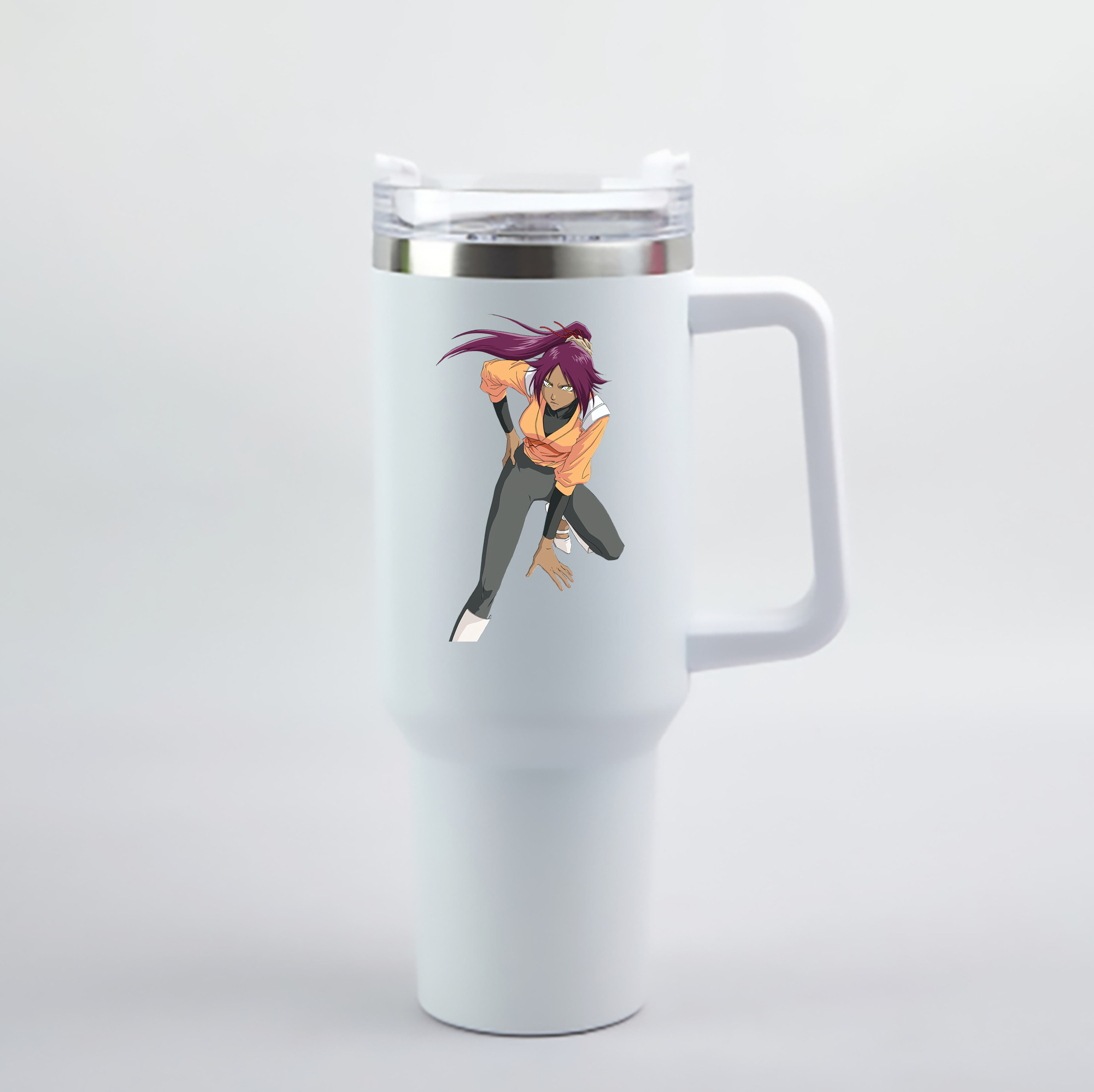（画像用） ブリーチ 四楓院 夜一（しほういん よるいち） BLEACH Shihouin Yoruichi 1200mL車用タンブラー - クリスタルステッカー（プラスチックストロー付き）