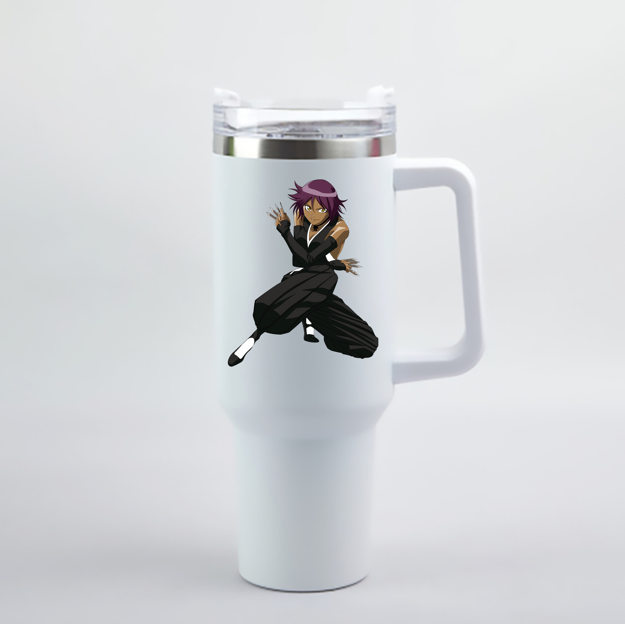 （画像用） ブリーチ 四楓院 夜一（しほういん よるいち） BLEACH Shihouin Yoruichi 1200mL車用タンブラー - クリスタルステッカー（プラスチックストロー付き）