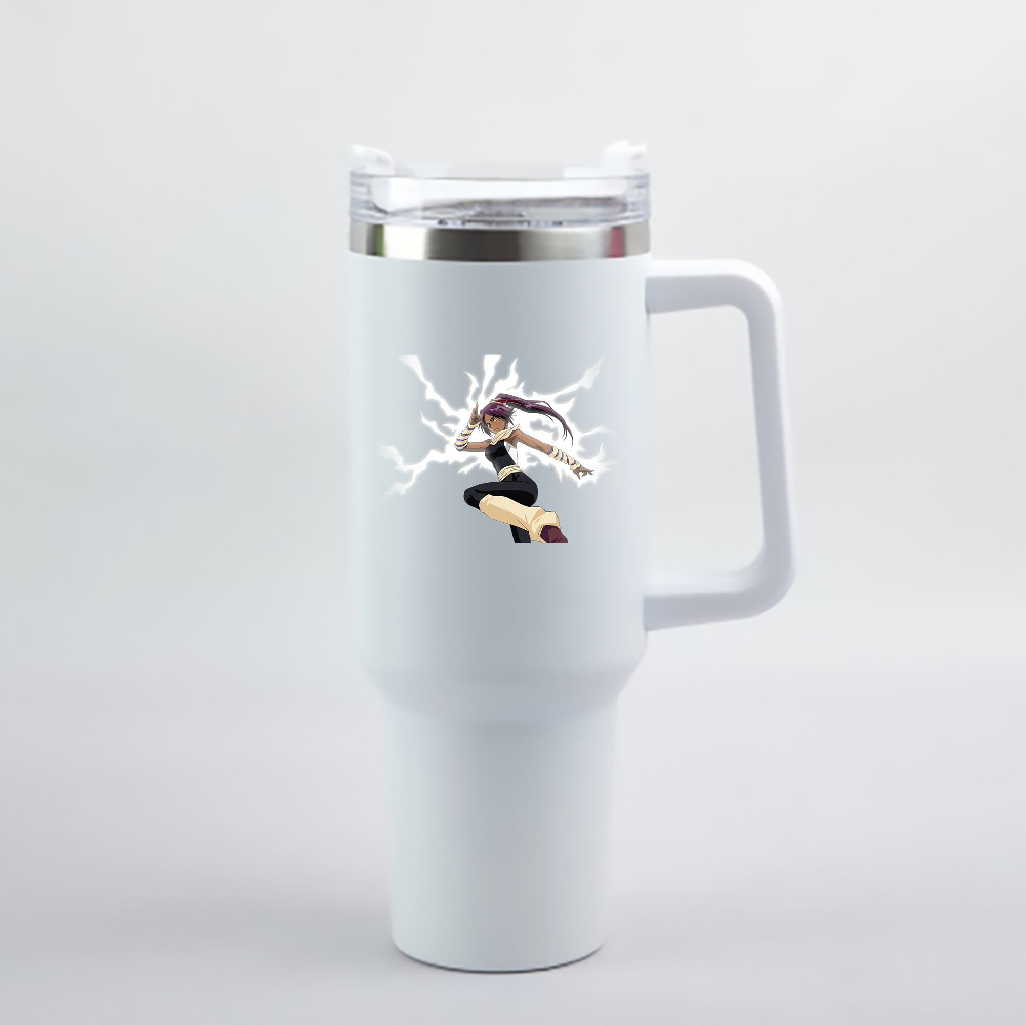 （画像用） ブリーチ 四楓院 夜一（しほういん よるいち） BLEACH Shihouin Yoruichi 1200mL車用タンブラー - クリスタルステッカー（プラスチックストロー付き）