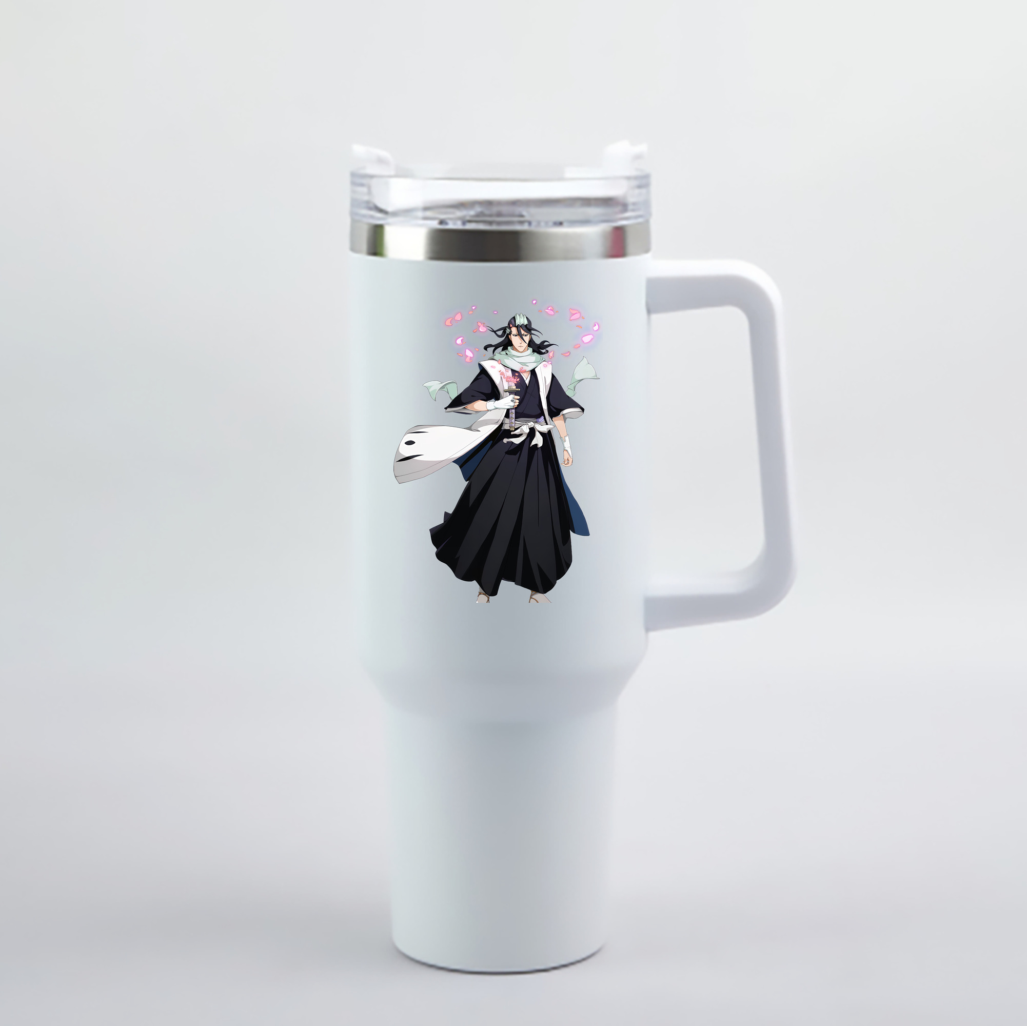（画像用） ブリーチ くちき びゃくや BLEACH Kuchiki Byakuya 1200mL車用タンブラー - クリスタルステッカー（プラスチックストロー付き）