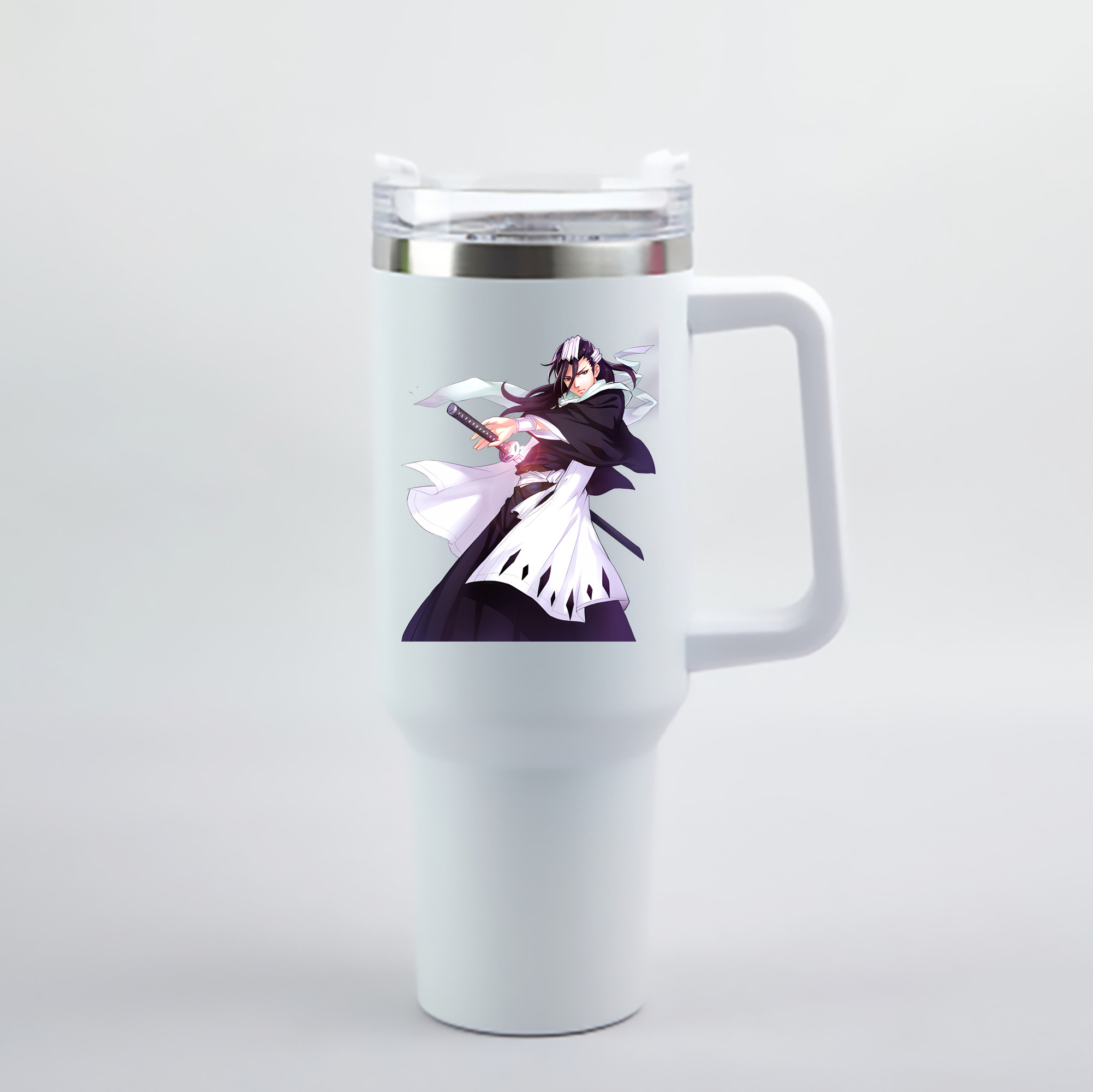 （画像用） ブリーチ くちき びゃくや BLEACH Kuchiki Byakuya 1200mL車用タンブラー - クリスタルステッカー（プラスチックストロー付き）