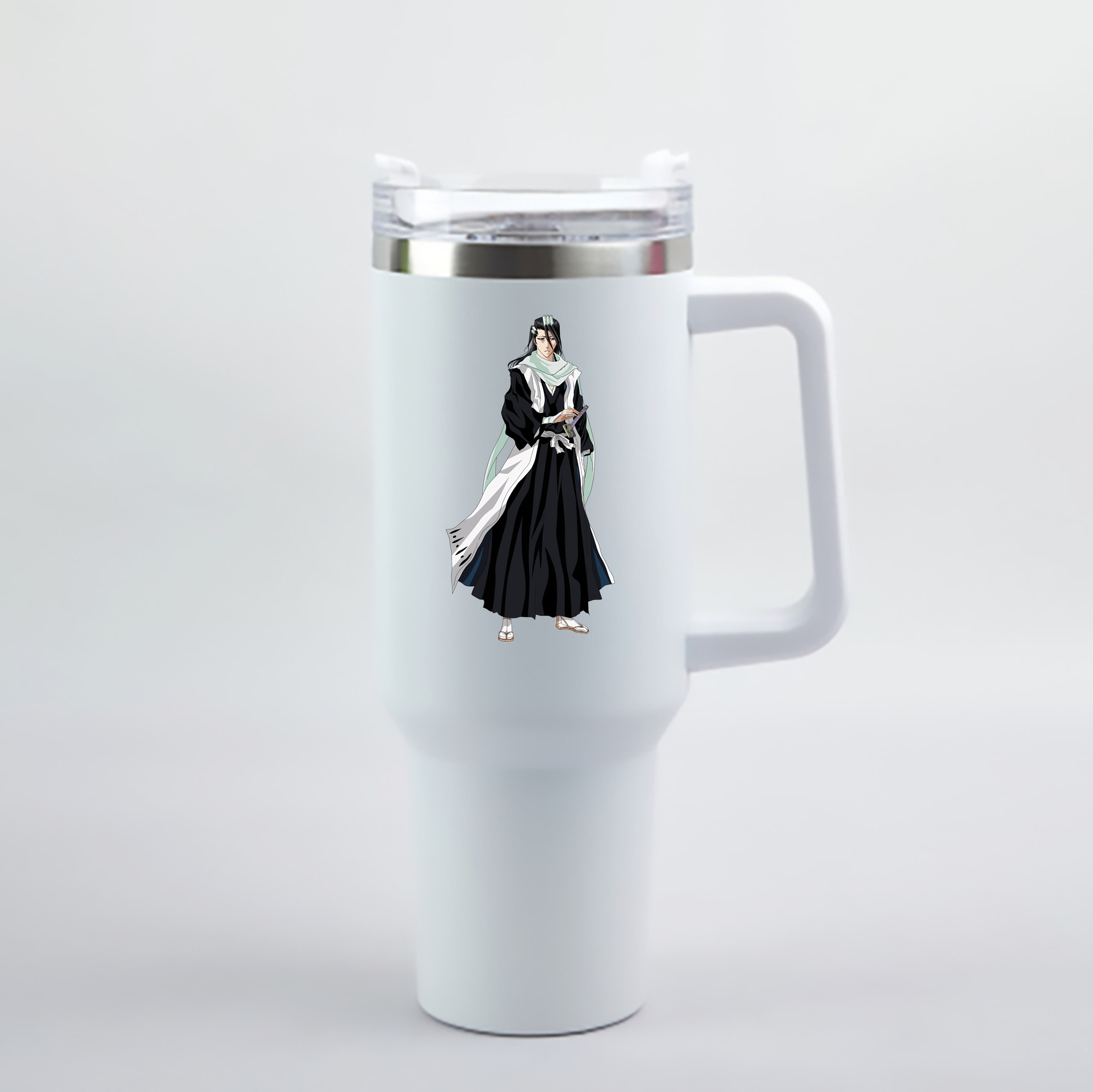 （画像用） ブリーチ くちき びゃくや BLEACH Kuchiki Byakuya 1200mL車用タンブラー - クリスタルステッカー（プラスチックストロー付き）