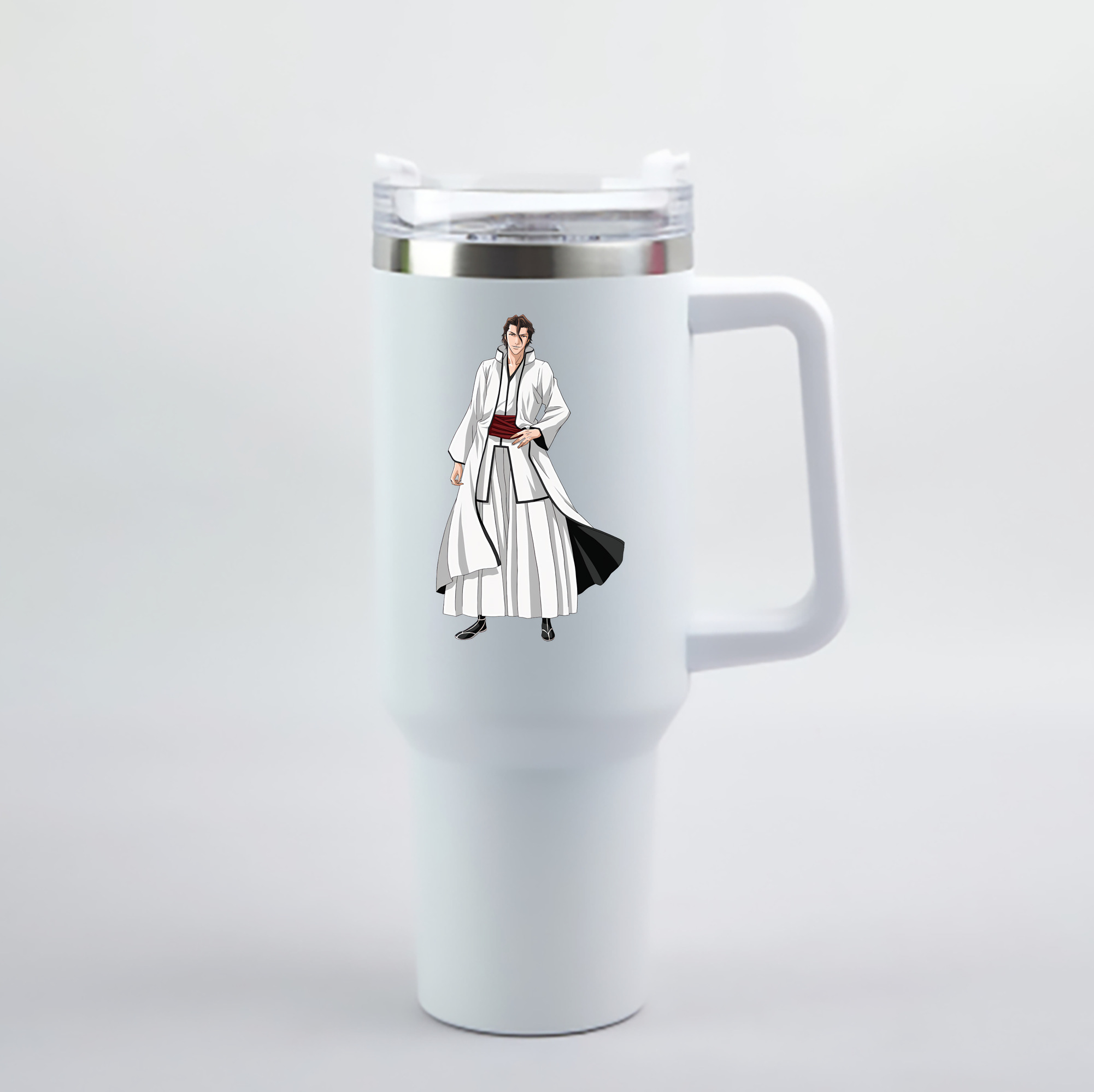 （画像用） ブリーチ 藍染 惣右介（あいぜん そうすけ） BLEACH Aizen Sousuke 1200mL車用タンブラー - クリスタルステッカー（プラスチックストロー付き）