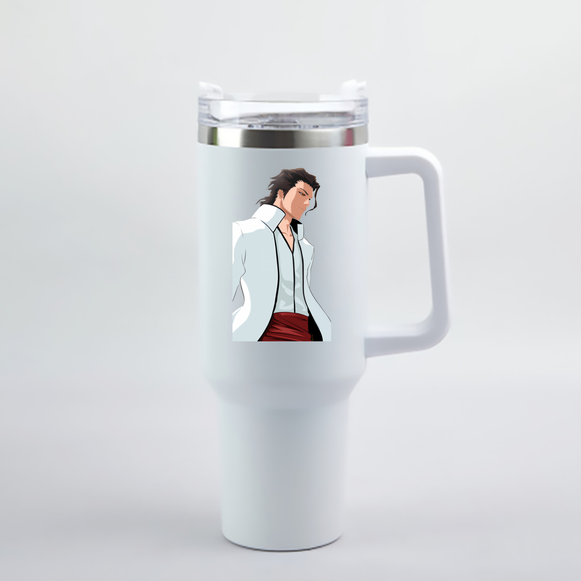 （画像用） ブリーチ 藍染 惣右介（あいぜん そうすけ） BLEACH Aizen Sousuke 1200mL車用タンブラー - クリスタルステッカー（プラスチックストロー付き）