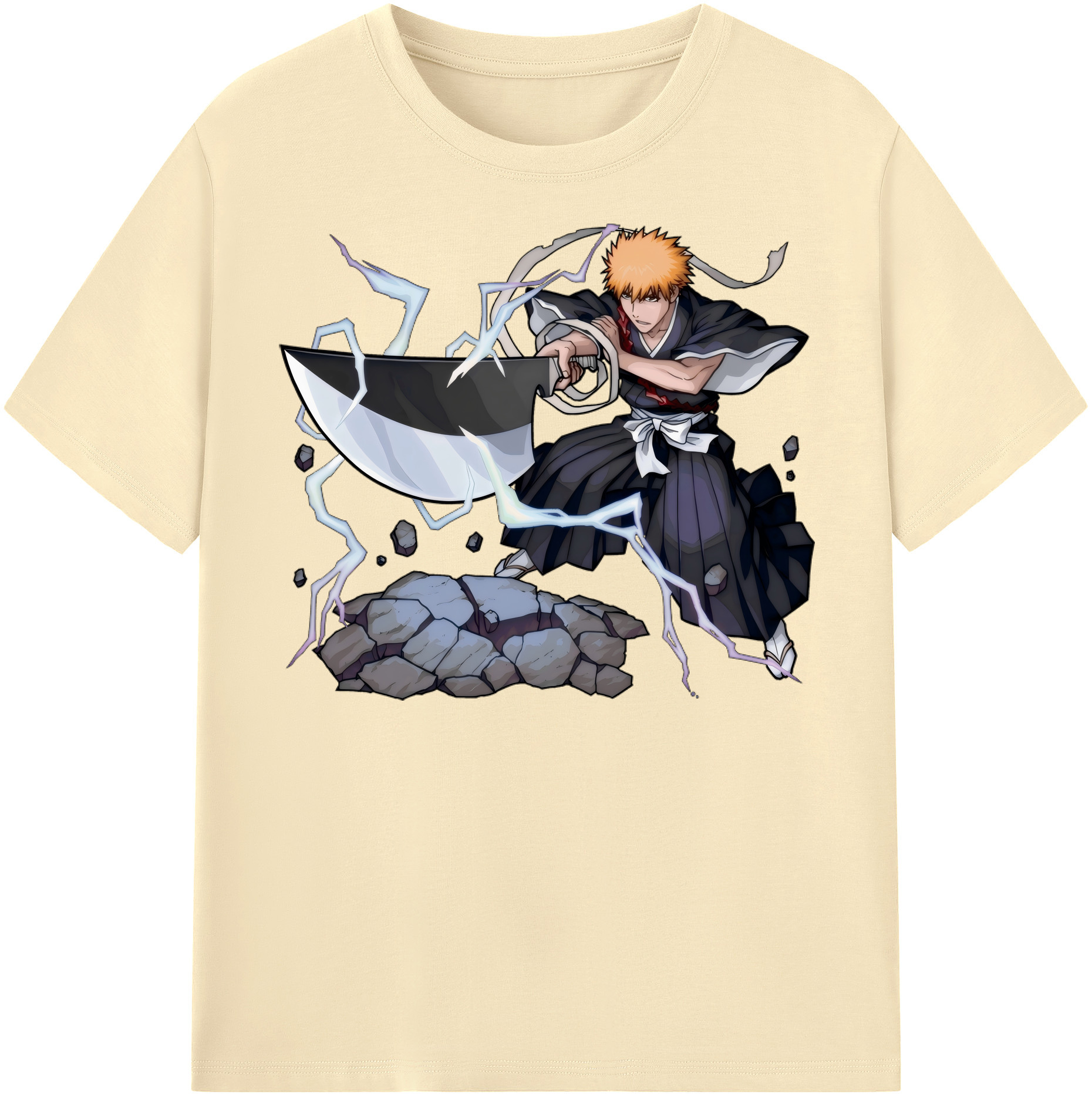 （画像用） ブリーチ 黒崎一護（くろさき いちご）BLEACH Kurosaki Ichigo 綿100％半袖Tシャツ（フロントプリント）