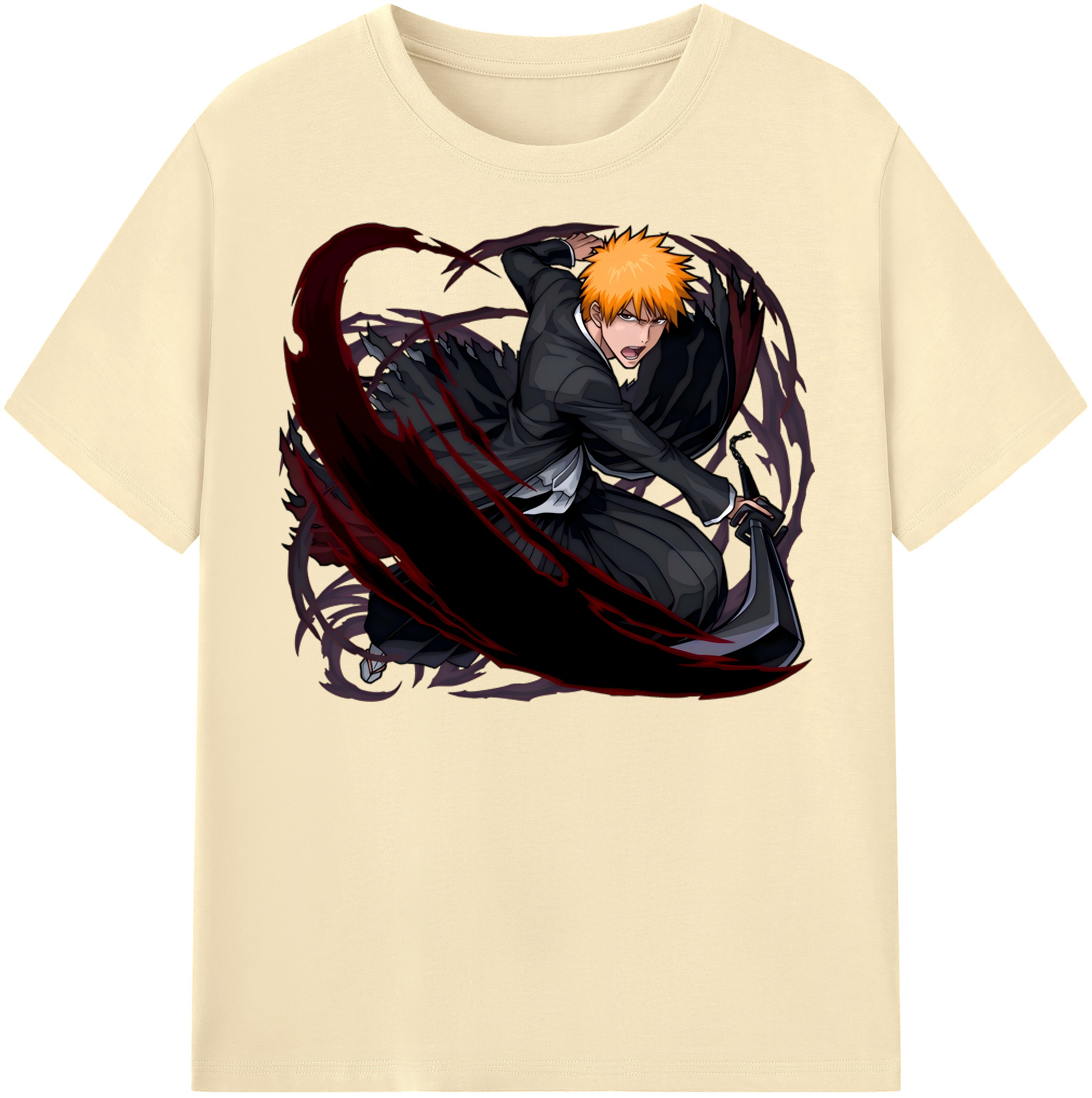 （画像用） ブリーチ 黒崎一護（くろさき いちご）BLEACH Kurosaki Ichigo 綿100％半袖Tシャツ（フロントプリント）