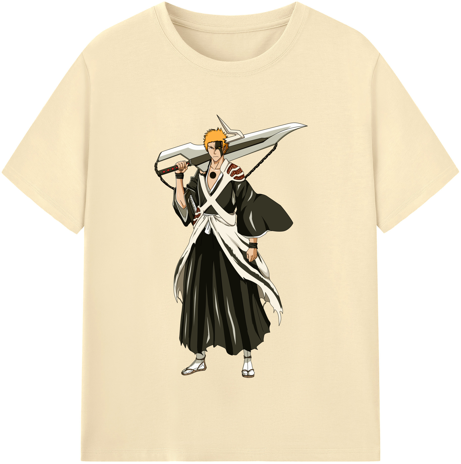 （画像用） ブリーチ 黒崎一護（くろさき いちご）BLEACH Kurosaki Ichigo 綿100％半袖Tシャツ（フロントプリント）