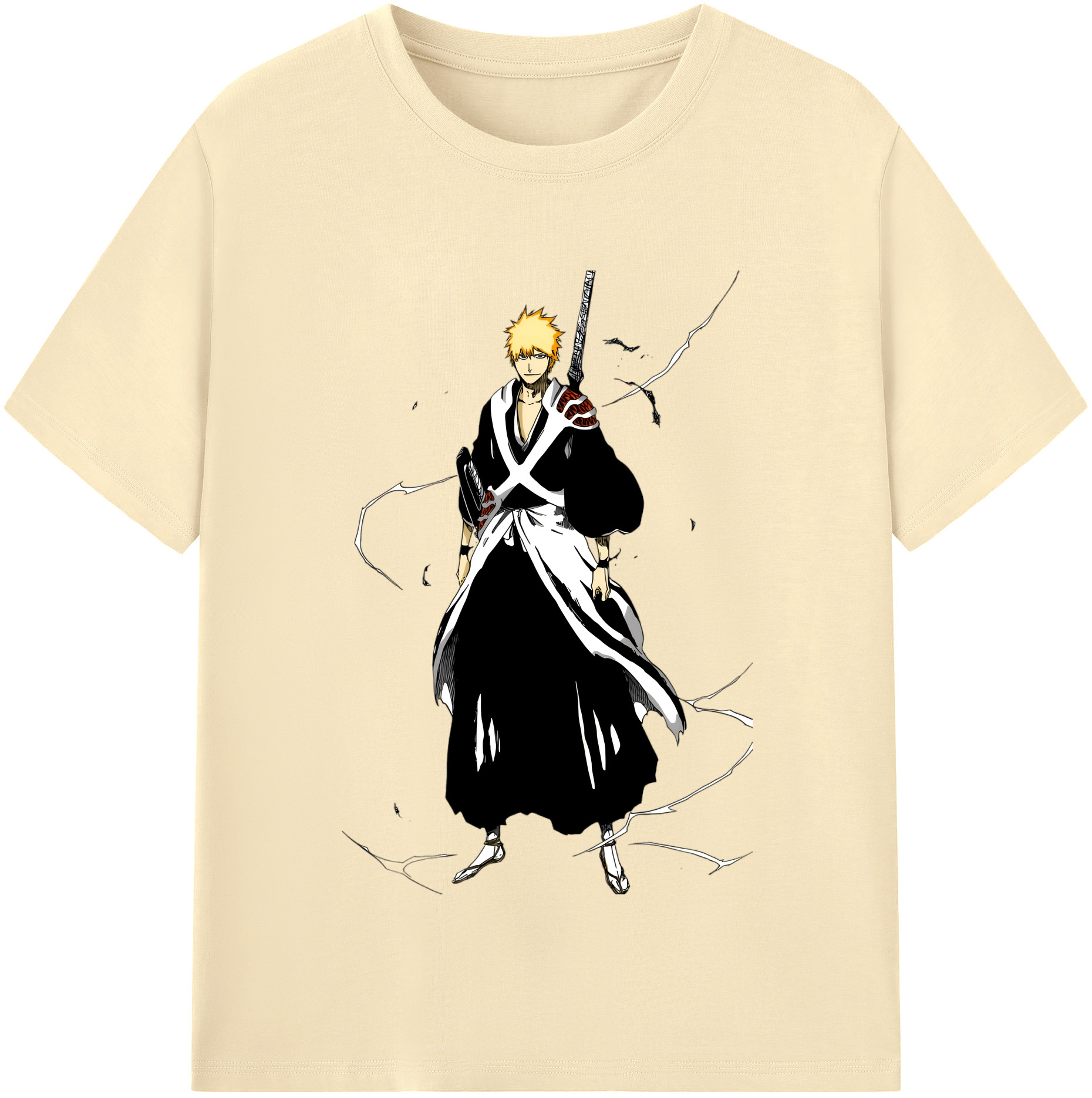 （画像用） ブリーチ 黒崎一護（くろさき いちご）BLEACH Kurosaki Ichigo 綿100％半袖Tシャツ（フロントプリント）