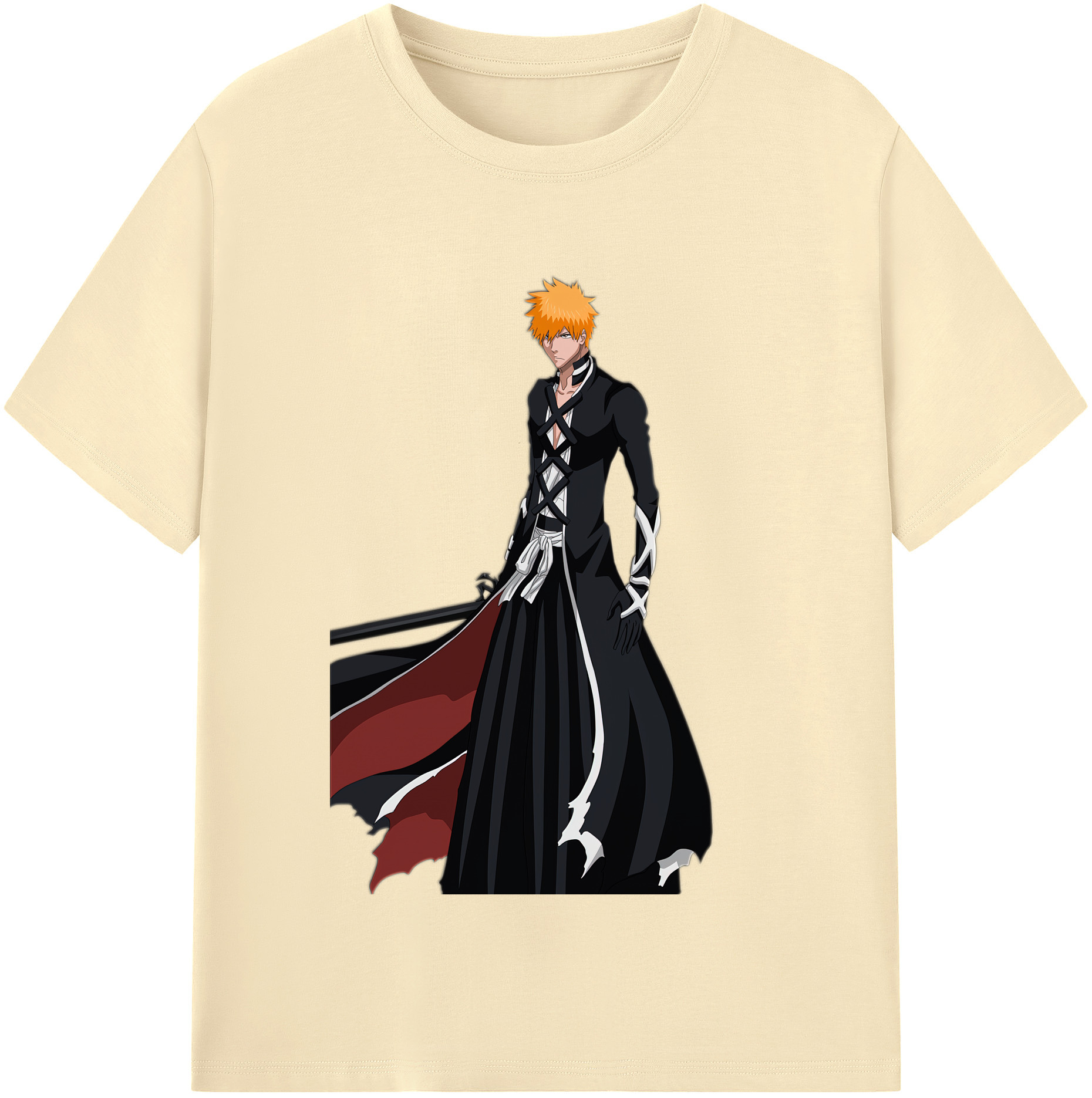 （画像用） ブリーチ 黒崎一護（くろさき いちご）BLEACH Kurosaki Ichigo 綿100％半袖Tシャツ（フロントプリント）