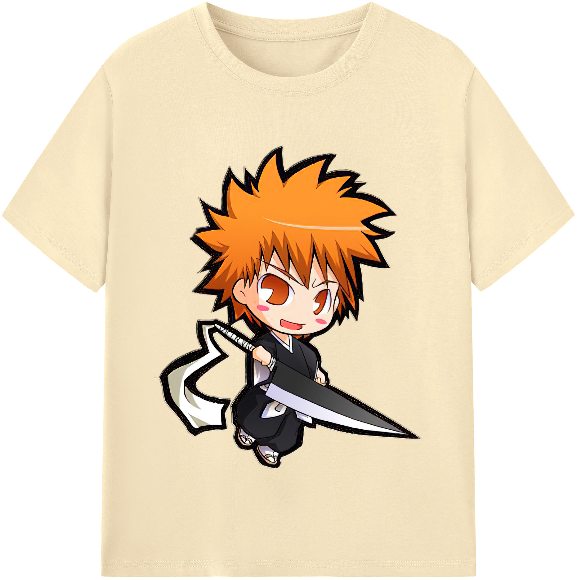 （画像用） ブリーチ 黒崎一護（くろさき いちご）BLEACH Kurosaki Ichigo 綿100％半袖Tシャツ（フロントプリント）
