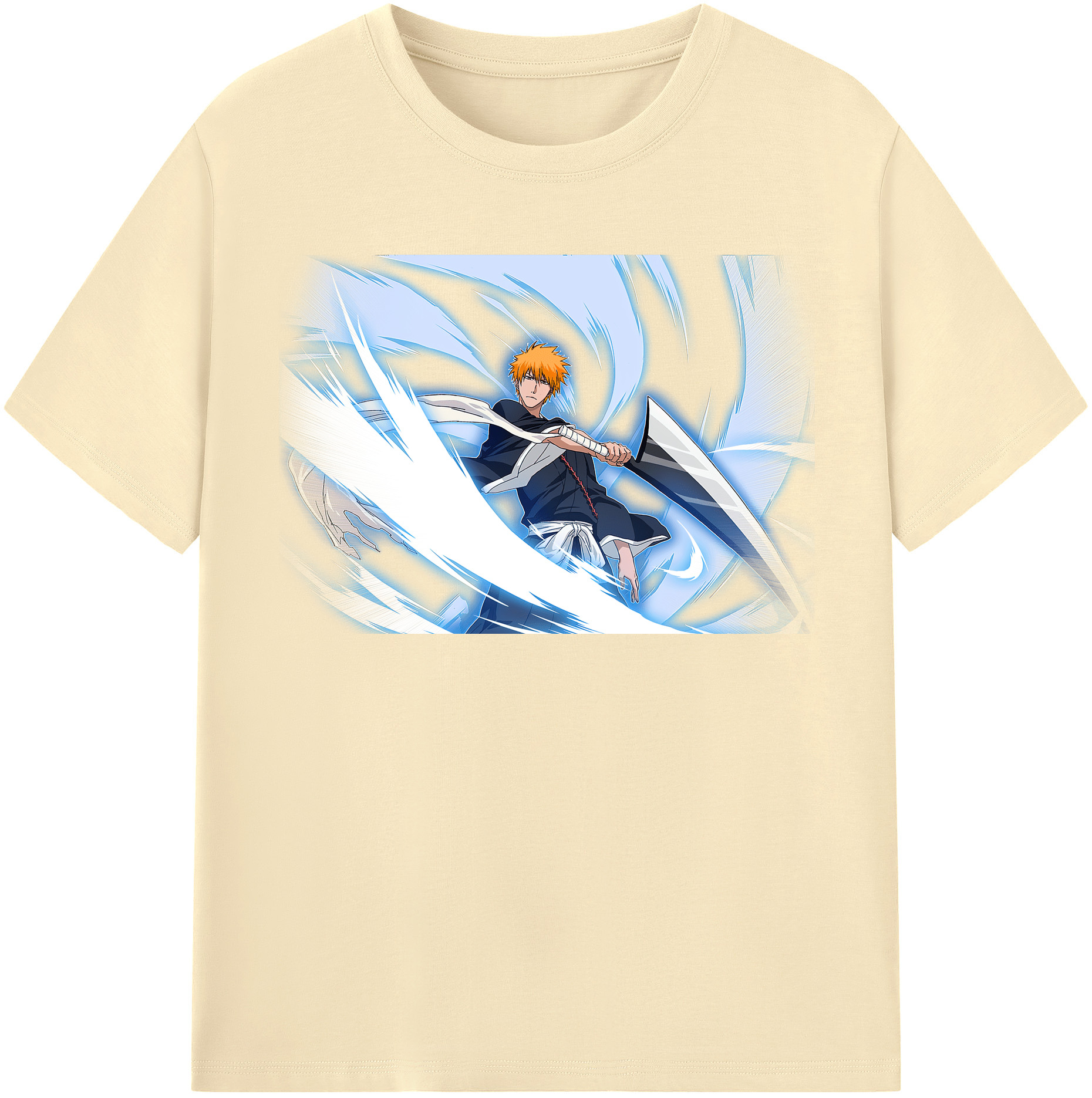 （画像用） ブリーチ 黒崎一護（くろさき いちご）BLEACH Kurosaki Ichigo 綿100％半袖Tシャツ（フロントプリント）