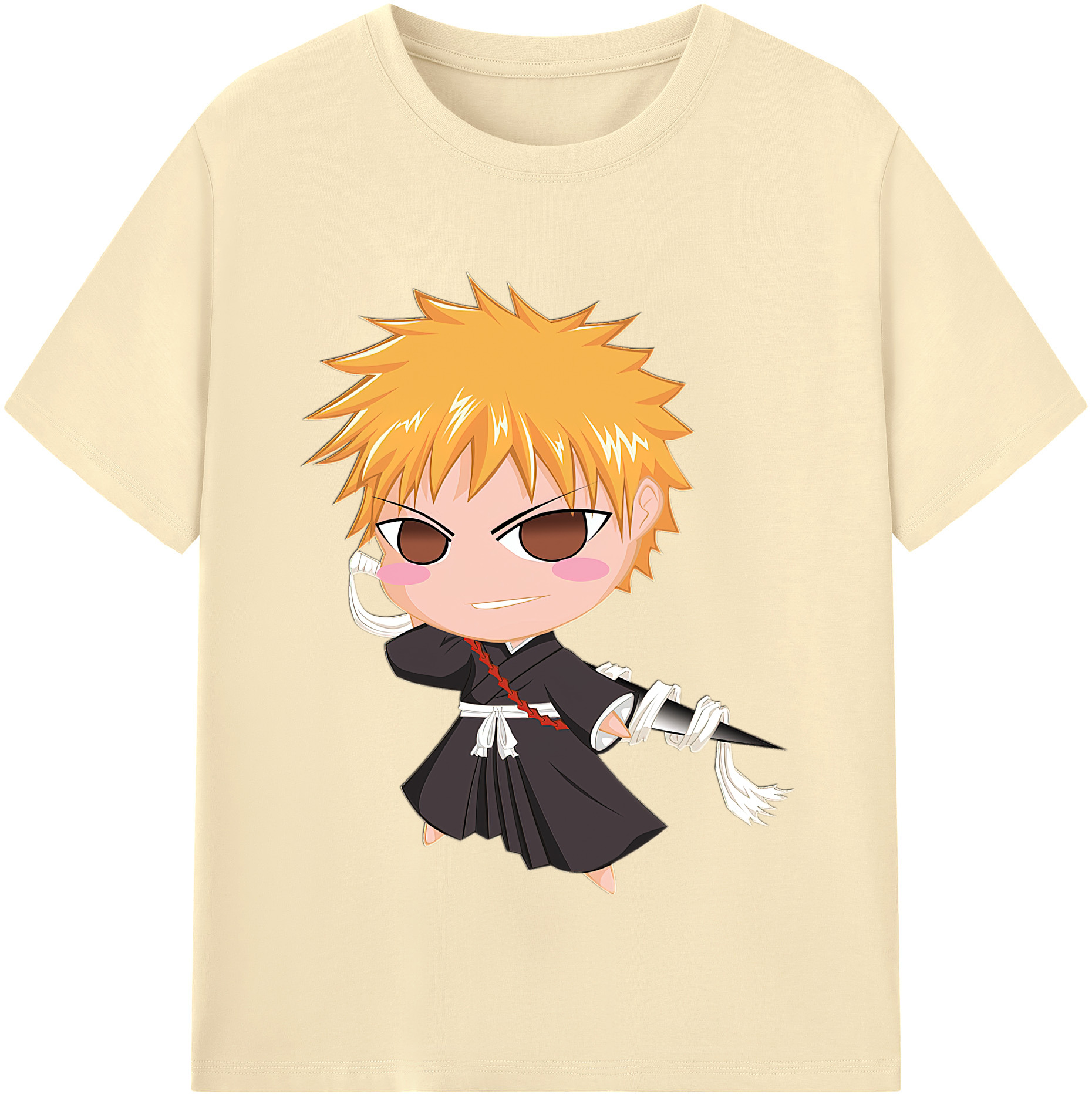 （画像用） ブリーチ 黒崎一護（くろさき いちご）BLEACH Kurosaki Ichigo 綿100％半袖Tシャツ（フロントプリント）