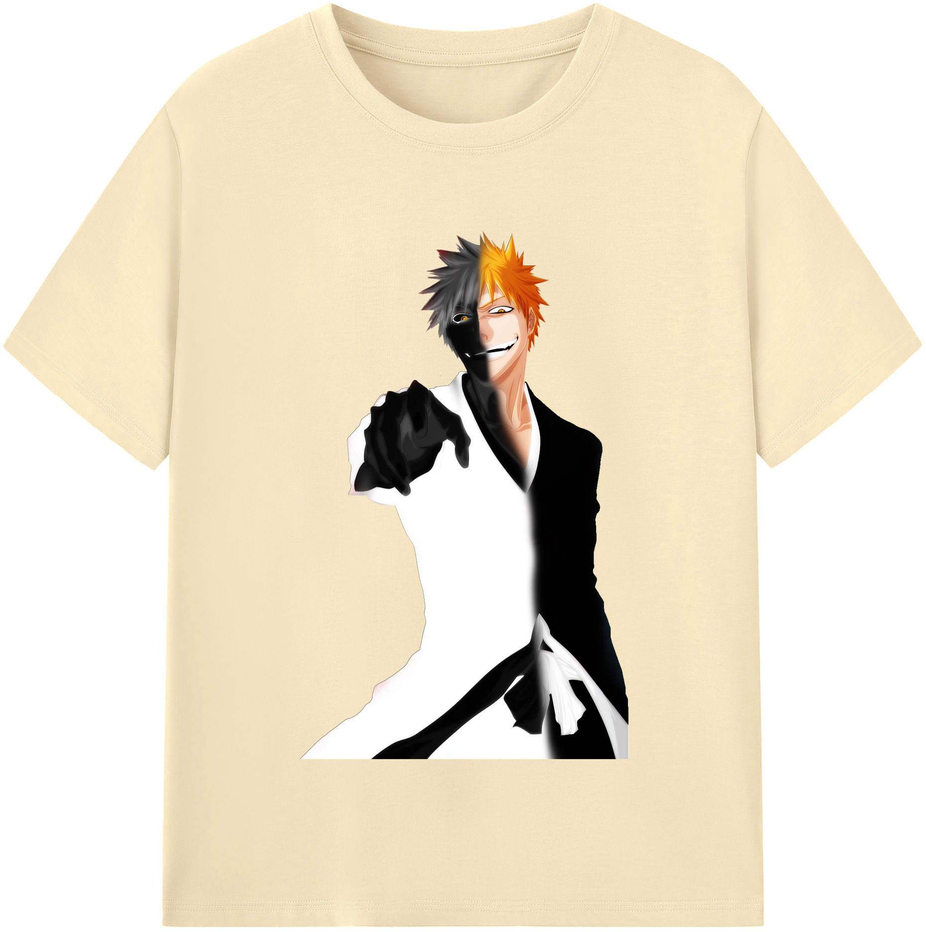 （画像用） ブリーチ 黒崎一護（くろさき いちご）BLEACH Kurosaki Ichigo 綿100％半袖Tシャツ（フロントプリント）