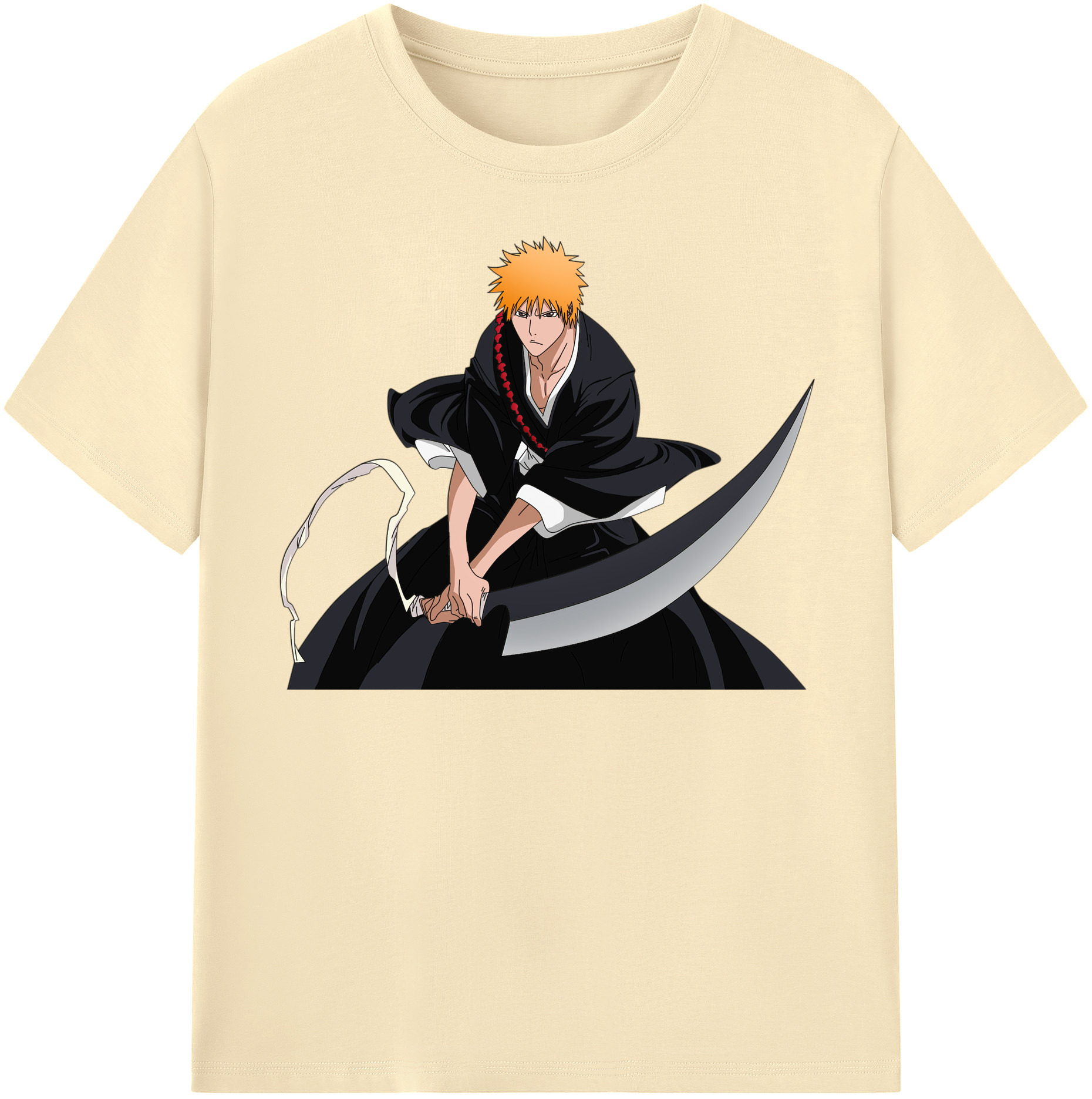 （画像用） ブリーチ 黒崎一護（くろさき いちご）BLEACH Kurosaki Ichigo 綿100％半袖Tシャツ（フロントプリント）