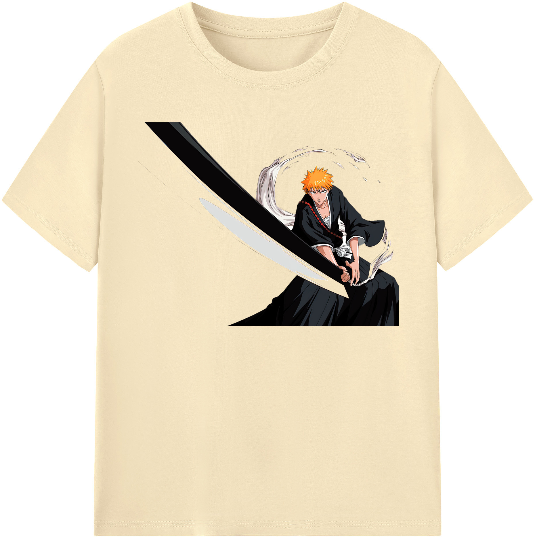 （画像用） ブリーチ 黒崎一護（くろさき いちご）BLEACH Kurosaki Ichigo 綿100％半袖Tシャツ（フロントプリント）