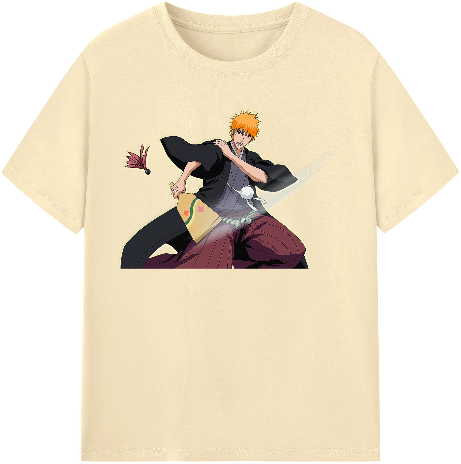 （画像用） ブリーチ 黒崎一護（くろさき いちご）BLEACH Kurosaki Ichigo 綿100％半袖Tシャツ（フロントプリント）