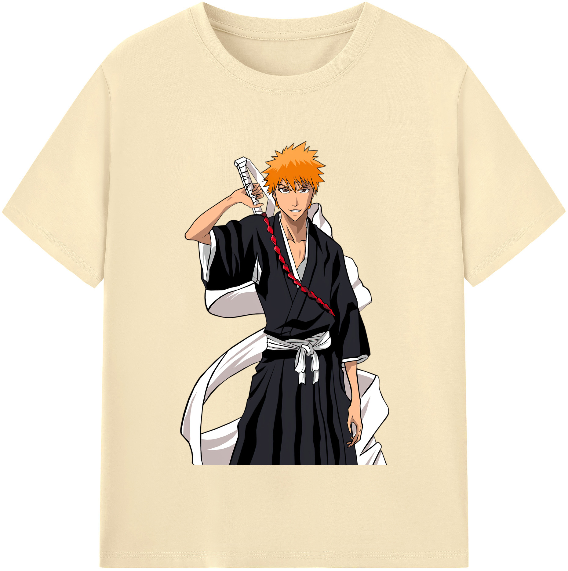 （画像用） ブリーチ 黒崎一護（くろさき いちご）BLEACH Kurosaki Ichigo 綿100％半袖Tシャツ（フロントプリント）