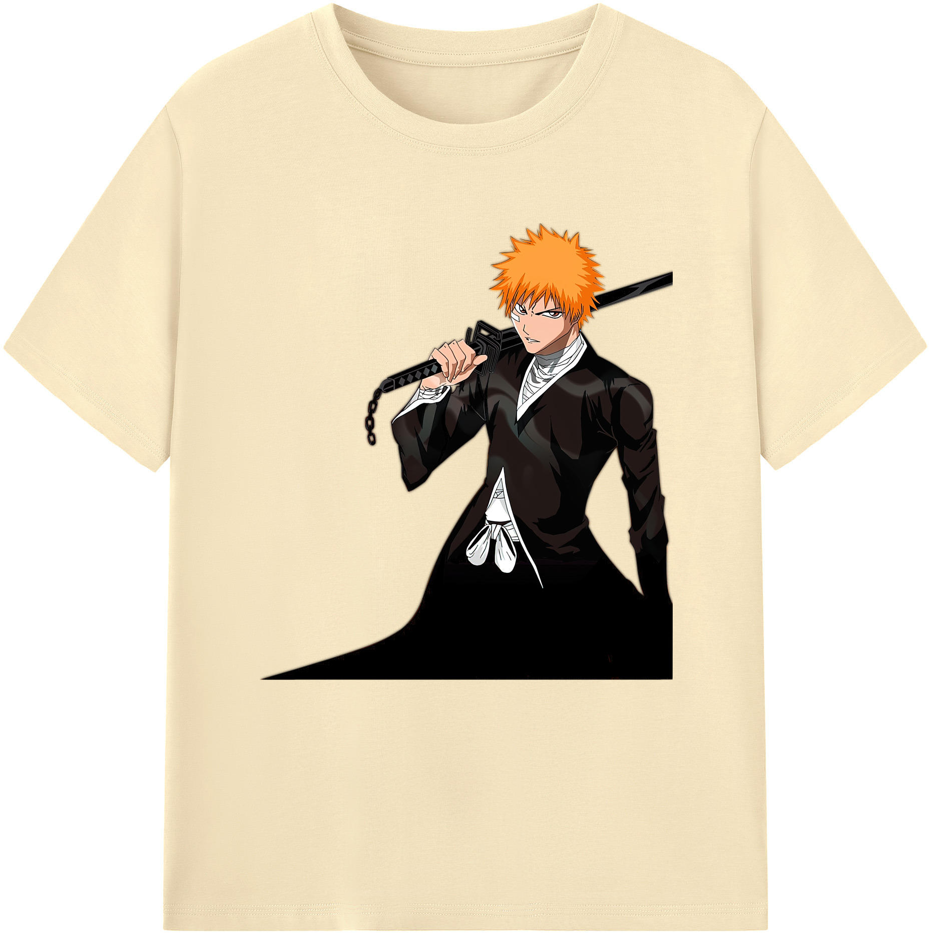 （画像用） ブリーチ 黒崎一護（くろさき いちご）BLEACH Kurosaki Ichigo 綿100％半袖Tシャツ（フロントプリント）
