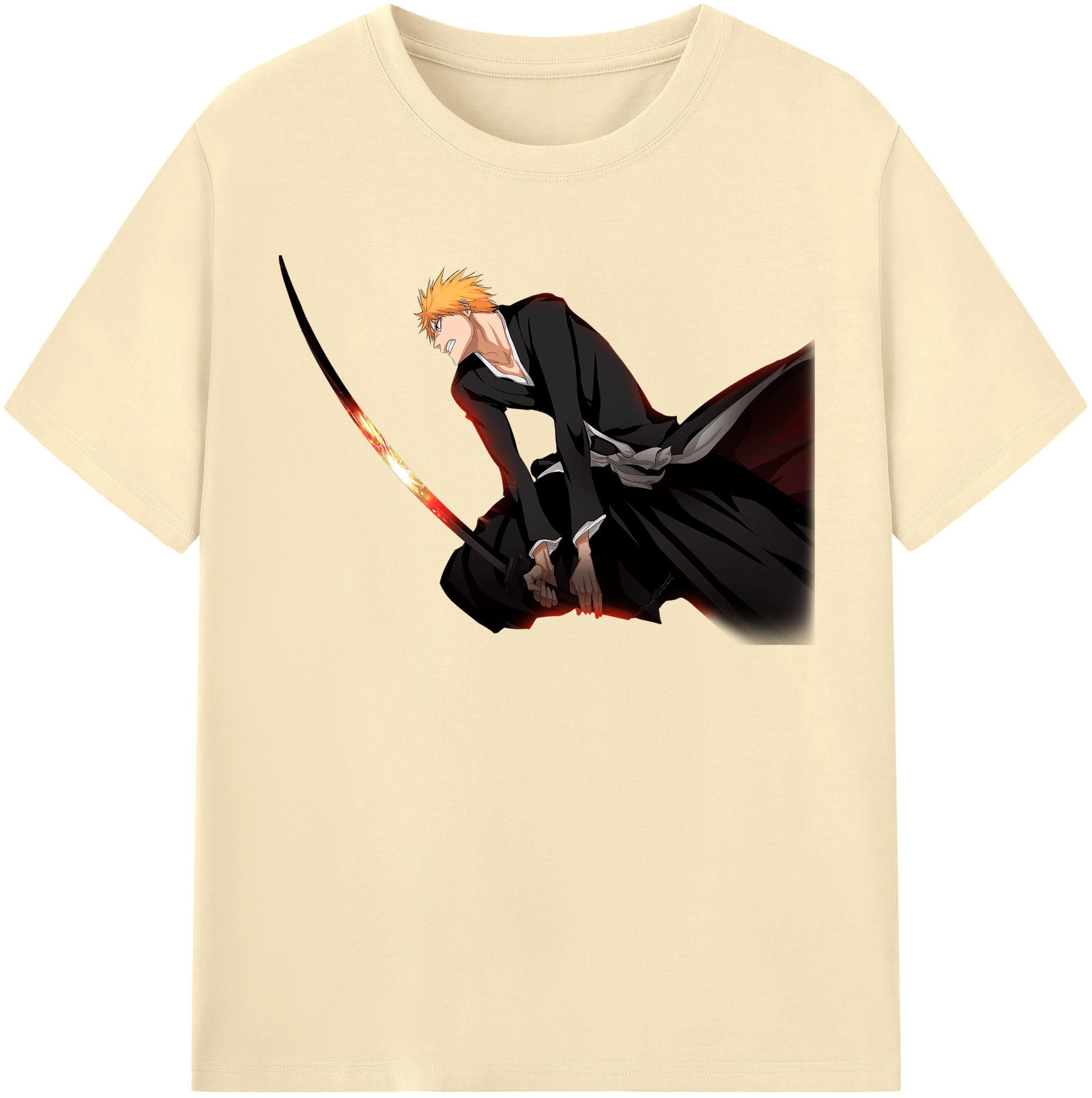 （画像用） ブリーチ 黒崎一護（くろさき いちご）BLEACH Kurosaki Ichigo 綿100％半袖Tシャツ（フロントプリント）