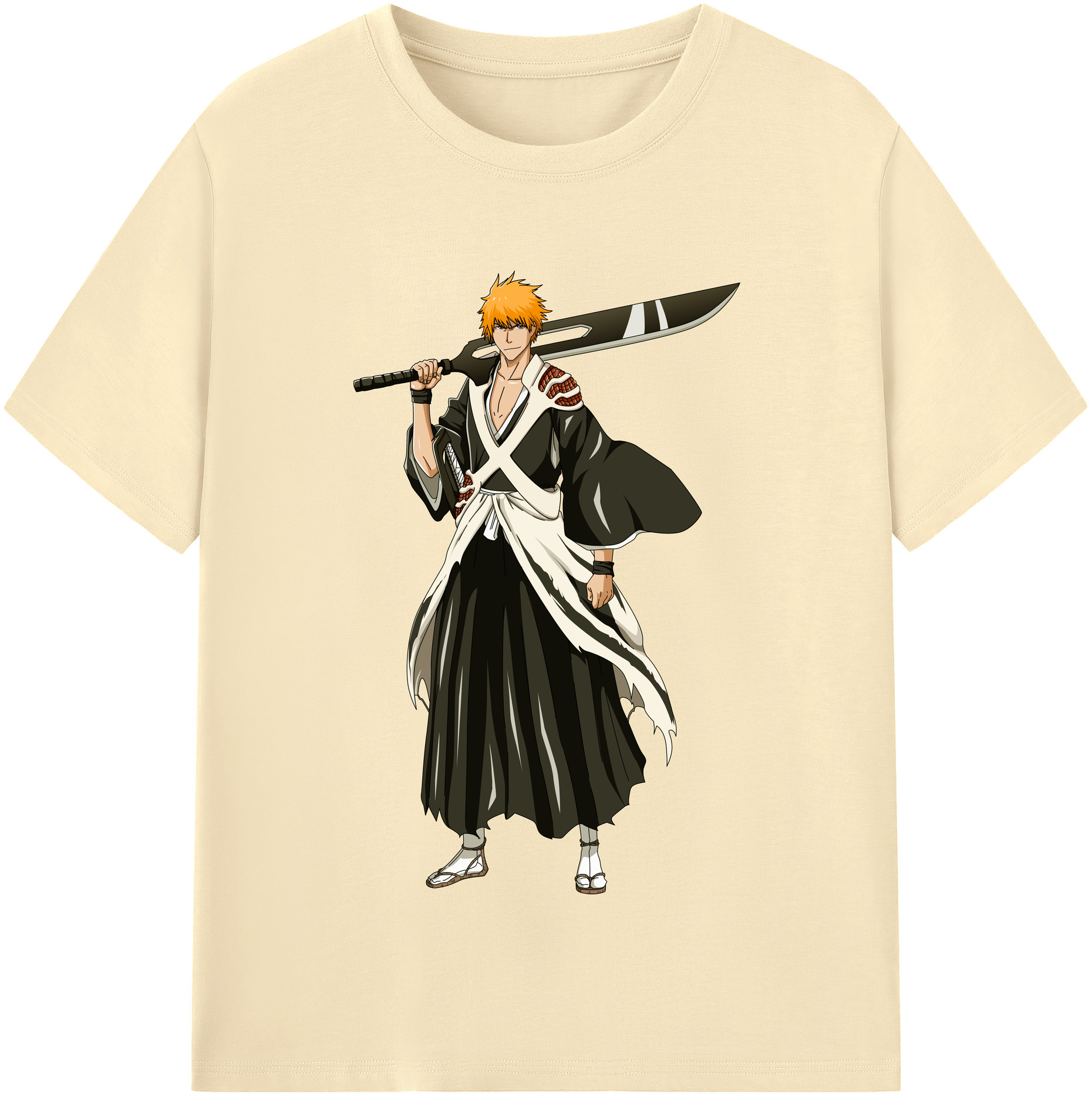（画像用） ブリーチ 黒崎一護（くろさき いちご）BLEACH Kurosaki Ichigo 綿100％半袖Tシャツ（フロントプリント）