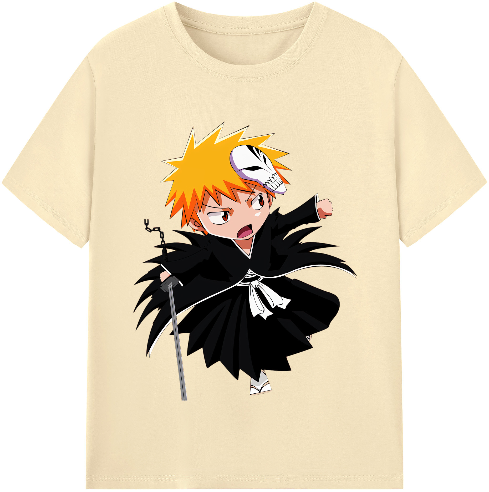 （画像用） ブリーチ 黒崎一護（くろさき いちご）BLEACH Kurosaki Ichigo 綿100％半袖Tシャツ（フロントプリント）