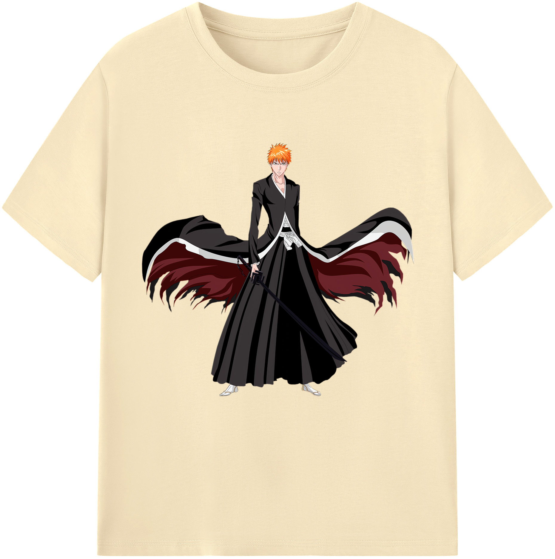 （画像用） ブリーチ 黒崎一護（くろさき いちご）BLEACH Kurosaki Ichigo 綿100％半袖Tシャツ（フロントプリント）